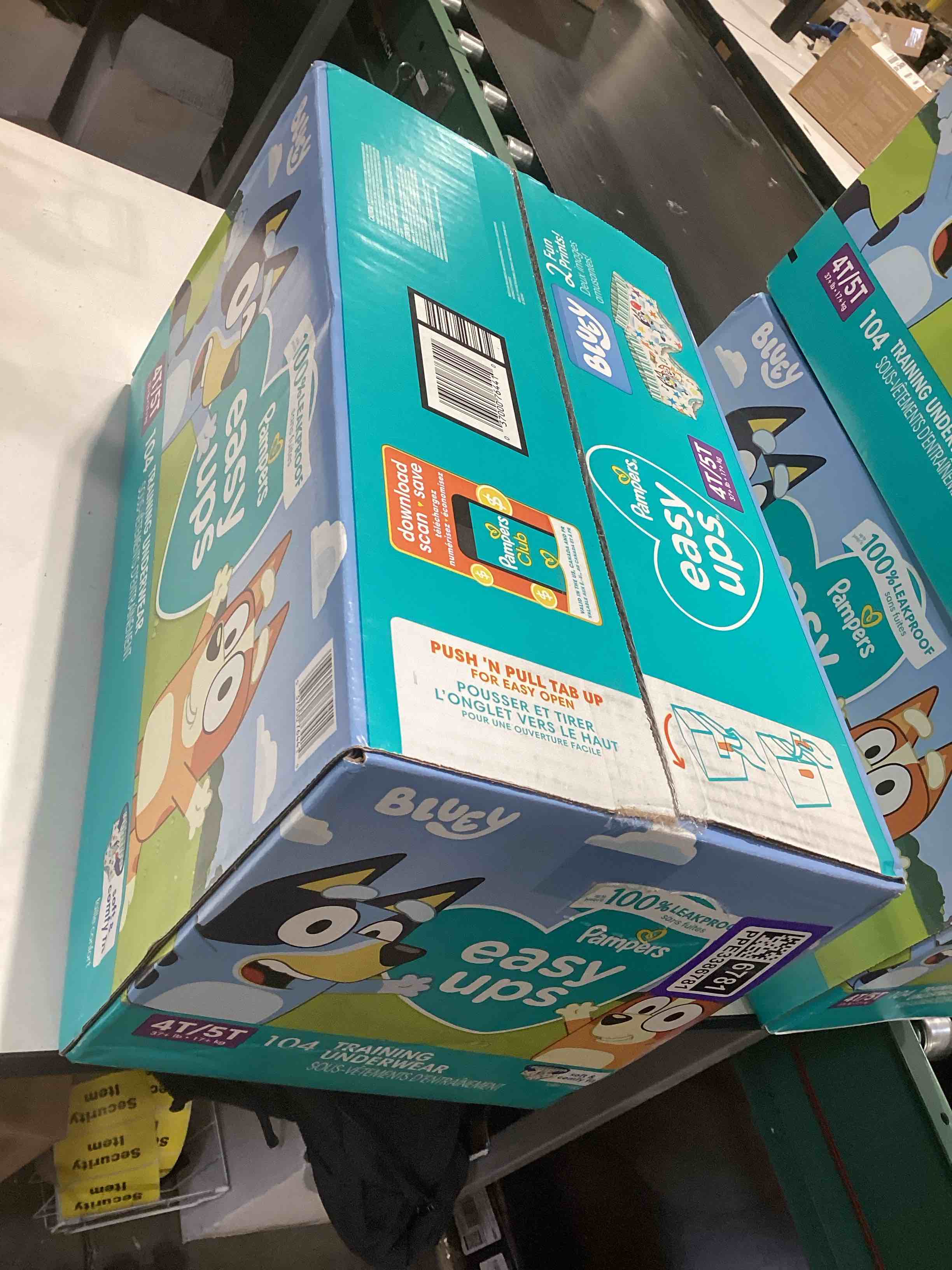 Condition photo showing New/Like New for Pampers Training Pants - Easy Ups Boys & Girls Bluey - Size 4T-5T, 104 Count, Children's Potty Underwear (Packaging May Vary) 4T-5T 104