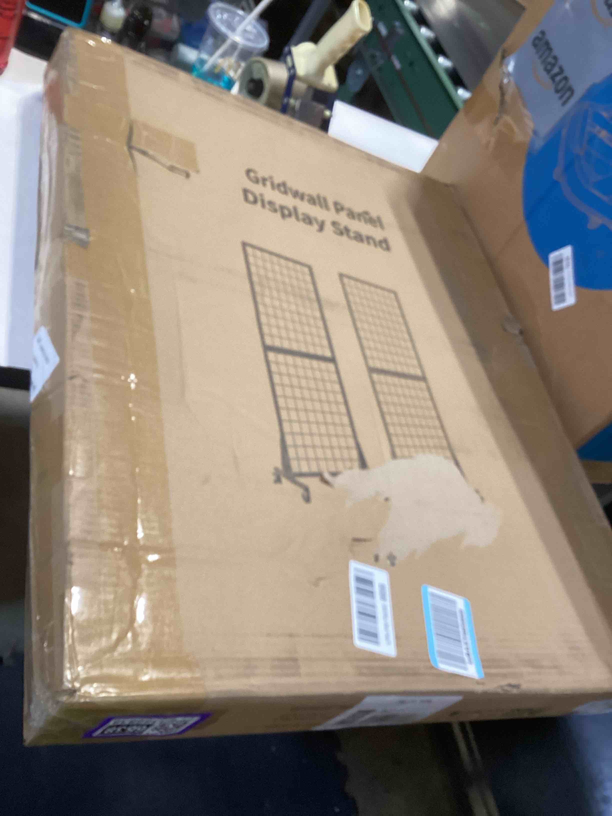 Condition photo showing Good Condition for 2-Pack Gridwall Panel Display Stand Heavy Duty Removable Floor Mounted Detachable Grid Display Stand 2' x 5.5' Ft Display with Additional Hook - for Retail Art Fair (Black Finish)