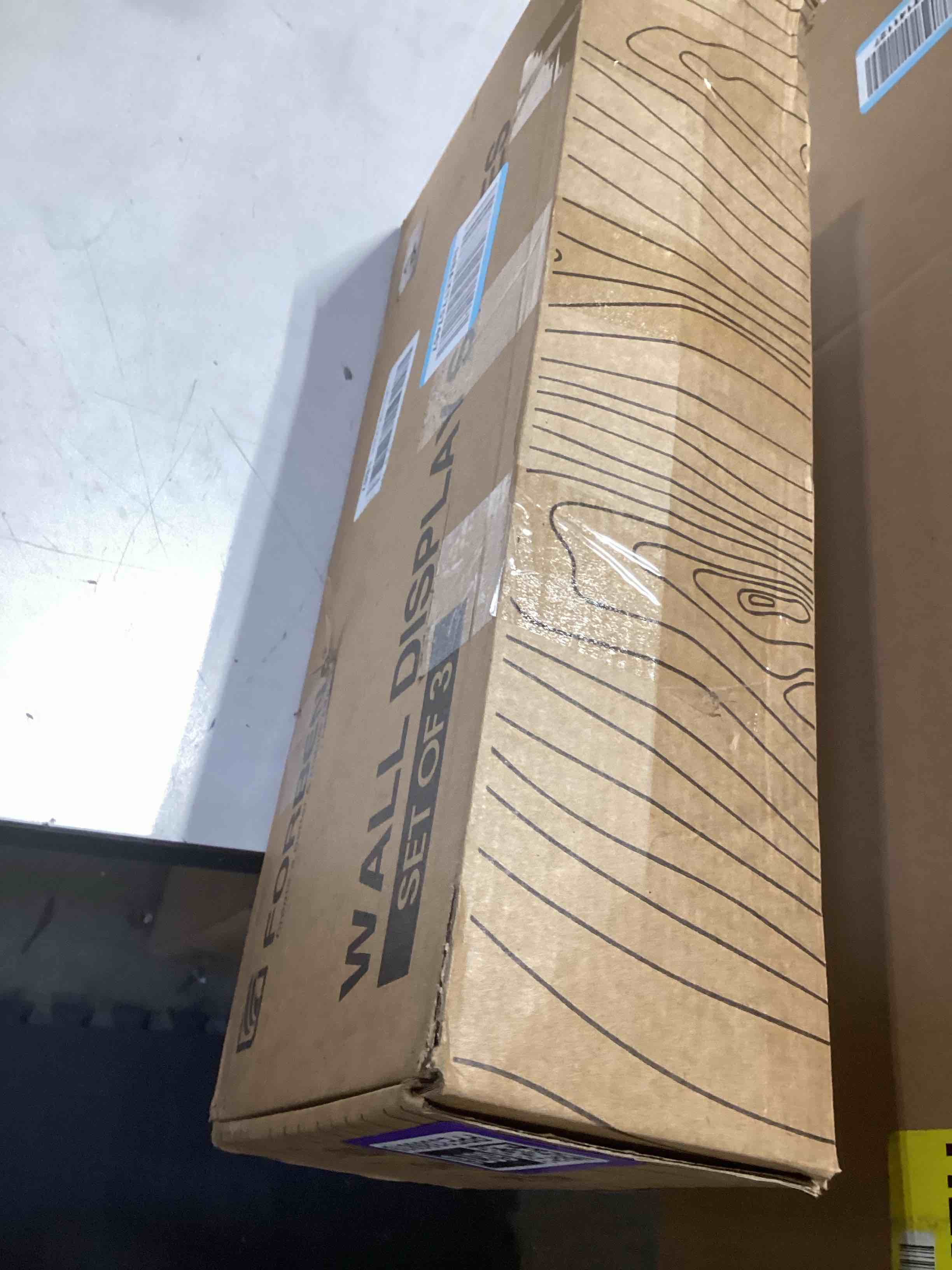 Condition photo showing Good Condition for Forbena White Floating Shelves Bathroom Shelves Over Toilet Set of 3, Bathroom Organizers and Storage Shelves Wall Mounted, Modern Wood Corner Wall Shelf for Bedroom Closet -White and Dark Grey 17 Inch White and Grey