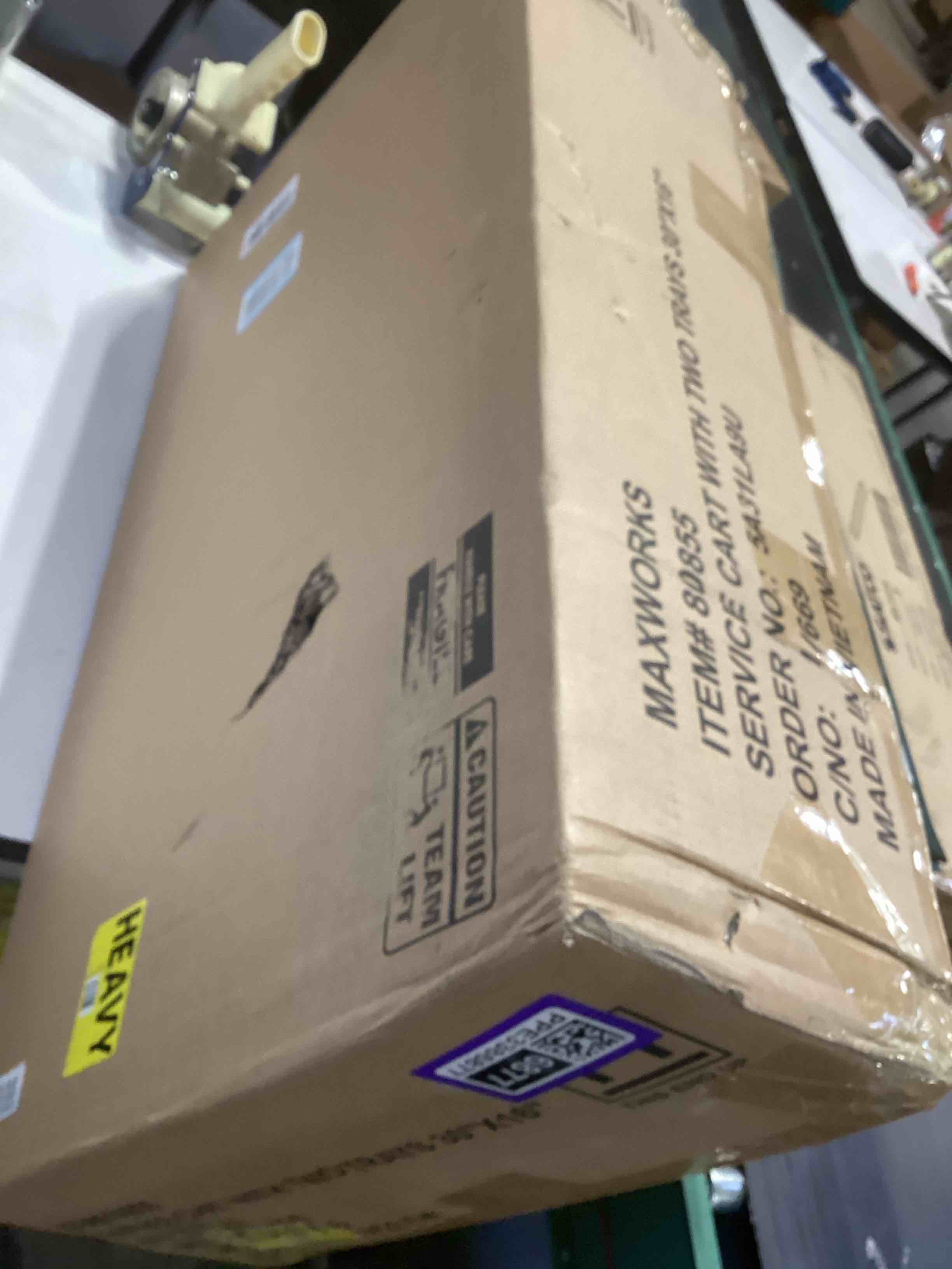 Condition photo showing Good Condition for MaxWorks 80855 500-lb Utility Service PP Cart With Two Trays and Wheels 30 Inch X 16 Inch Overall Dimensions