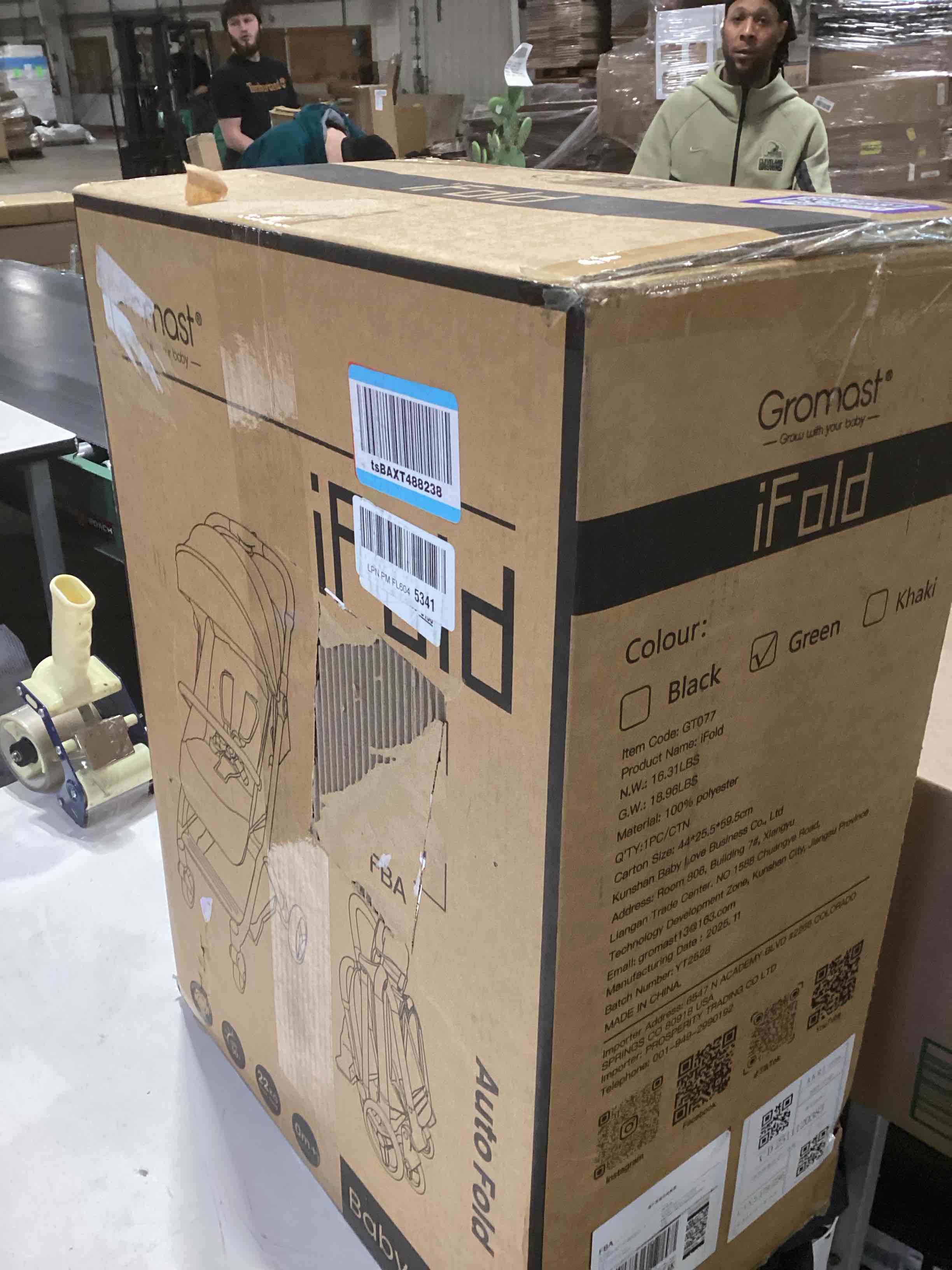 Condition photo showing Good Condition for Gravity Folding Baby Stroller - Portable Travel Toddler Stroller w/Adjustable Backrest, Canopy & Cup Holder, Lightweight and UV Protected, One-Hand Automatic Folding - Green