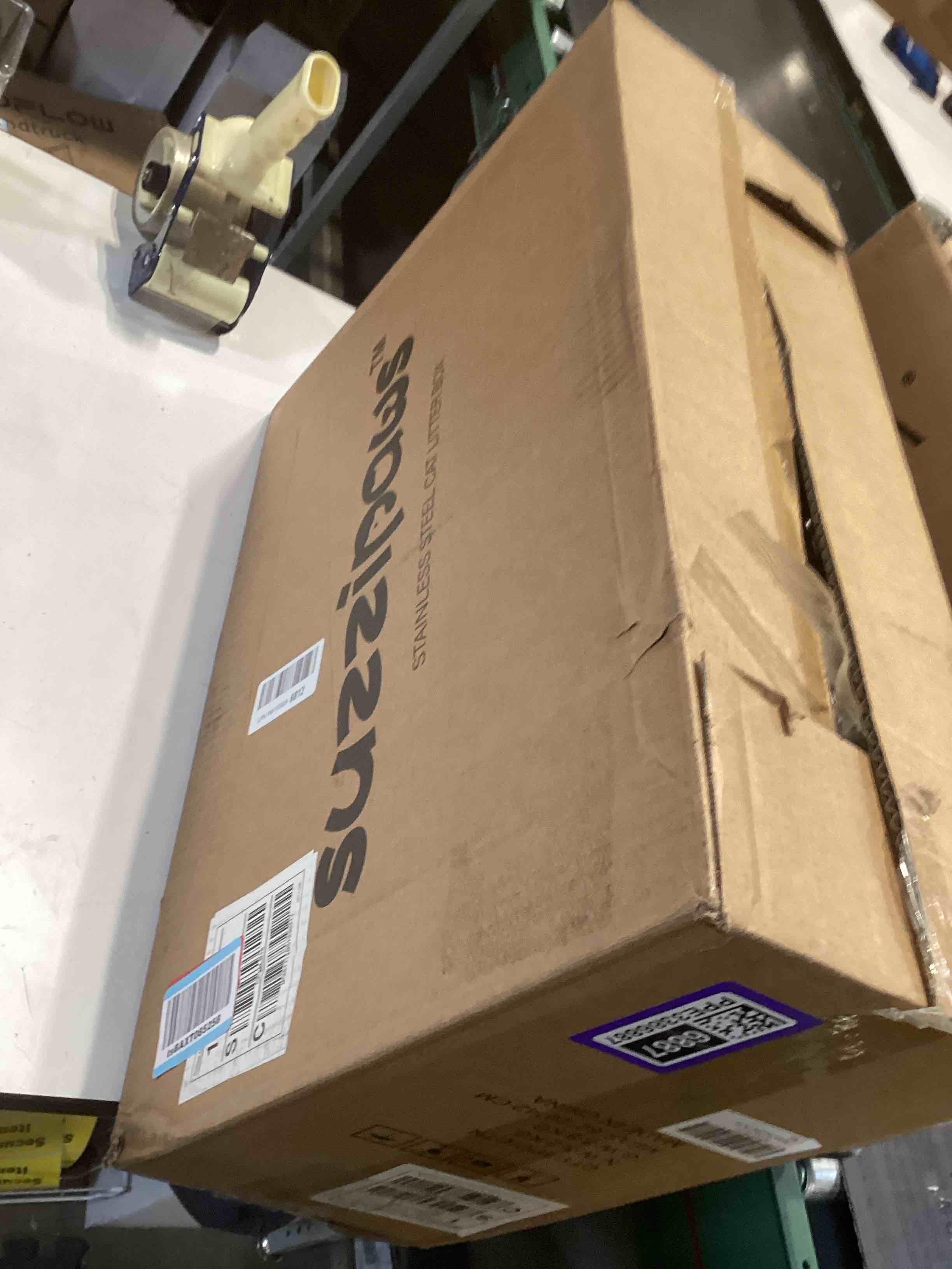 Condition photo showing As Is for 23.6''x16''x12'' Enclosed Stainless Steel Litter Box with Lid, XL Sifting Litter Box for Pine Pellets, High Sides Metal Litter Box System for Big Cats, Anti-Leakage, Easy Cleaning, Less Tracking Large