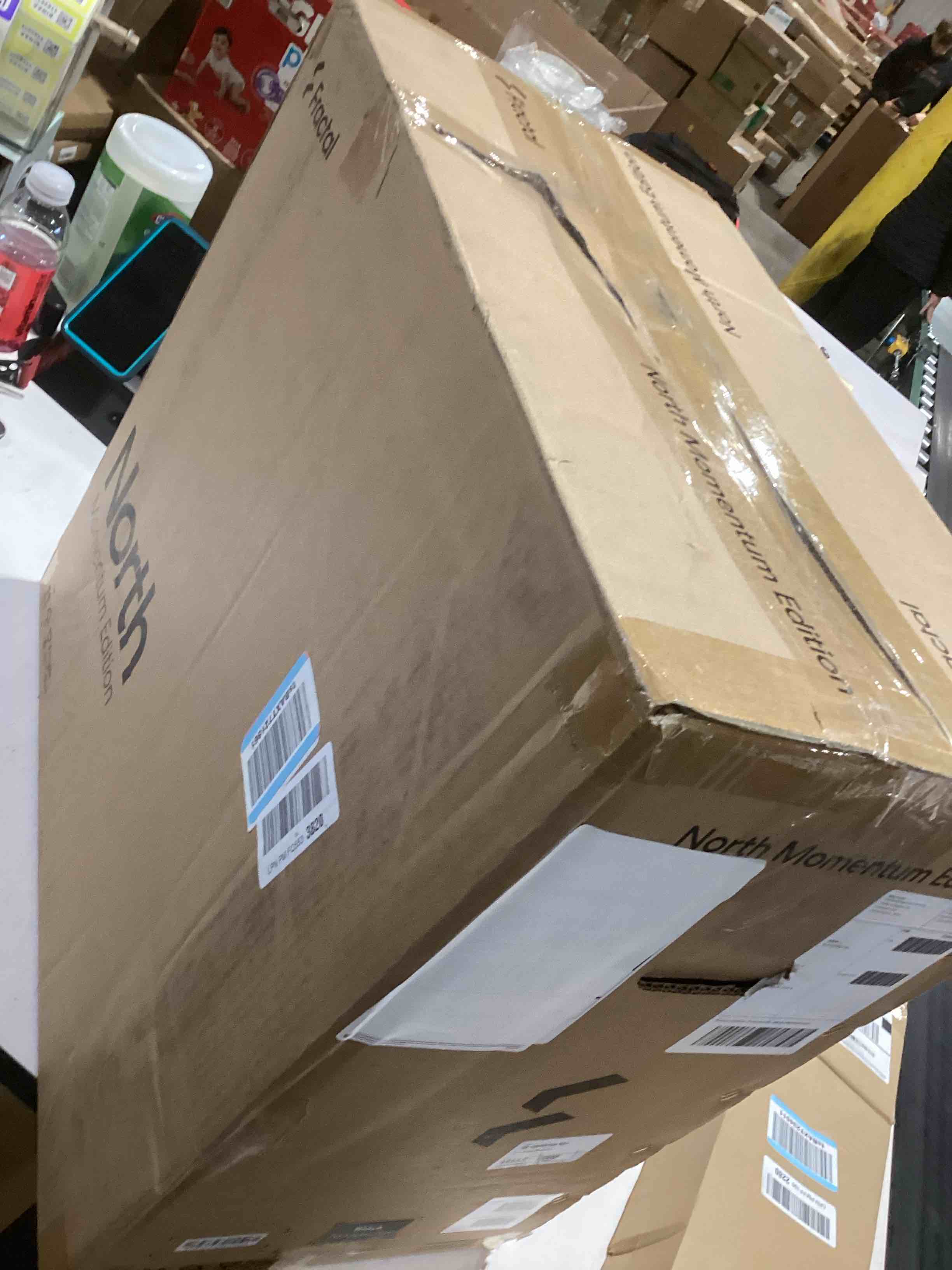 Condition photo showing As Is for Fractal Design North Momentum Black - Glass Side Panel - Genuine Blackened Oak Wood Front - High Airflow PC Gaming Case - Three Powerful 120mm Momentum Fans Included - ATX Support