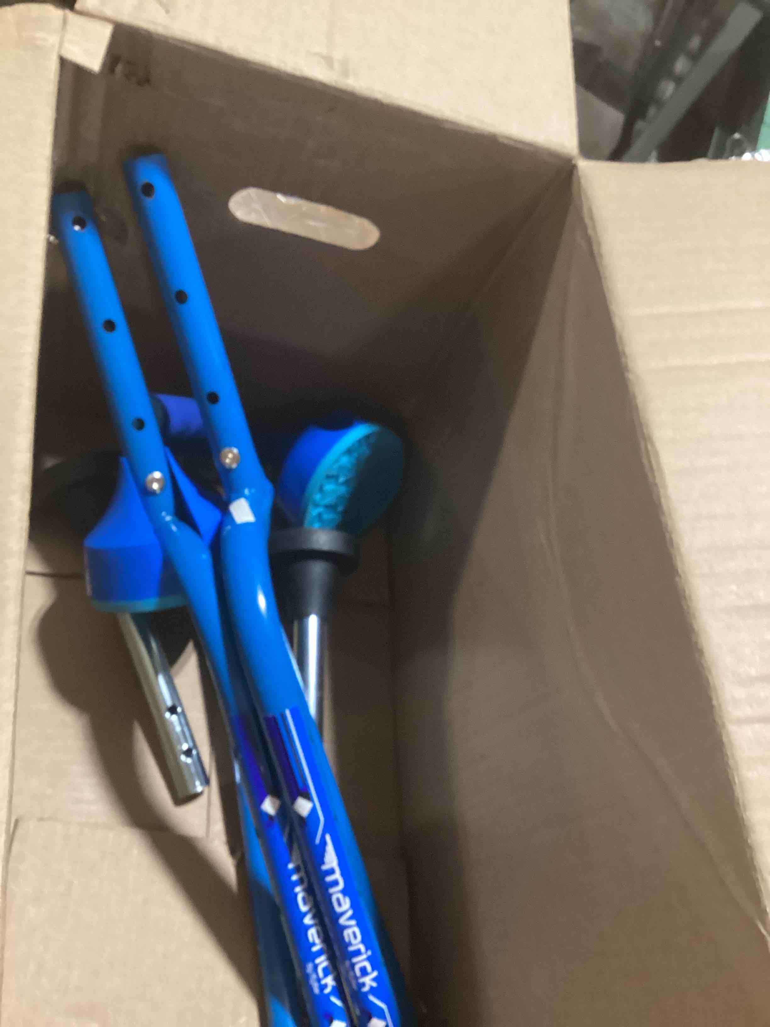 Condition photo showing Good Condition for Flybar Maverick Walking Stilts for Kids - 5 Adjustable Height’s, Sturdy, Easy Assembly, Wide Non-Slip Rubber Bottom Tip, Foam Grips, Outdoor Toys for Kids 5+, 190 lbs Blue Edge