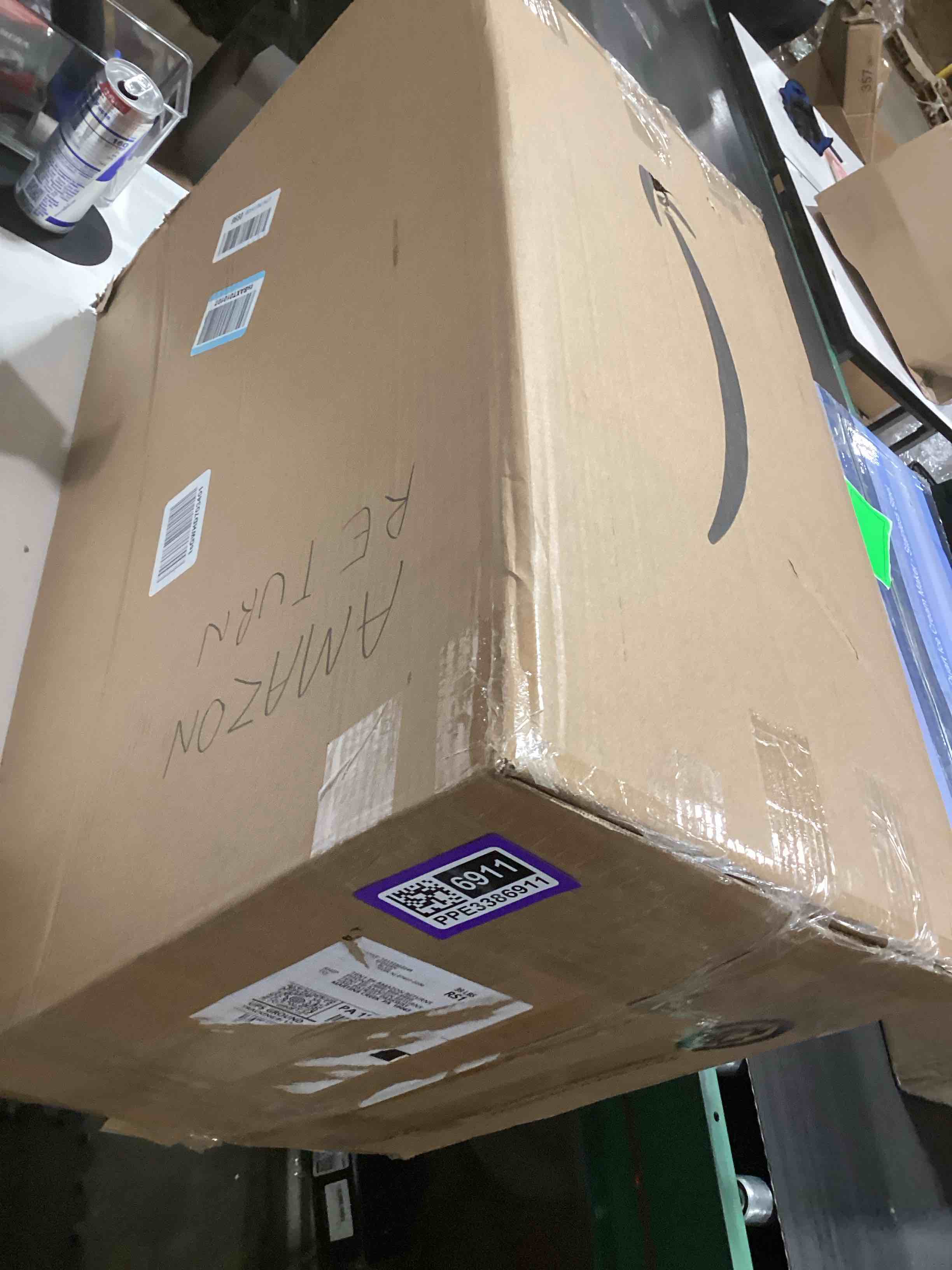 Condition photo showing As Is for Amazon Basics 24 Sheet Cross Cut Paper, CD and Credit Card Home Office Shredder with Pullout Basket, Black 24 Sheet Black