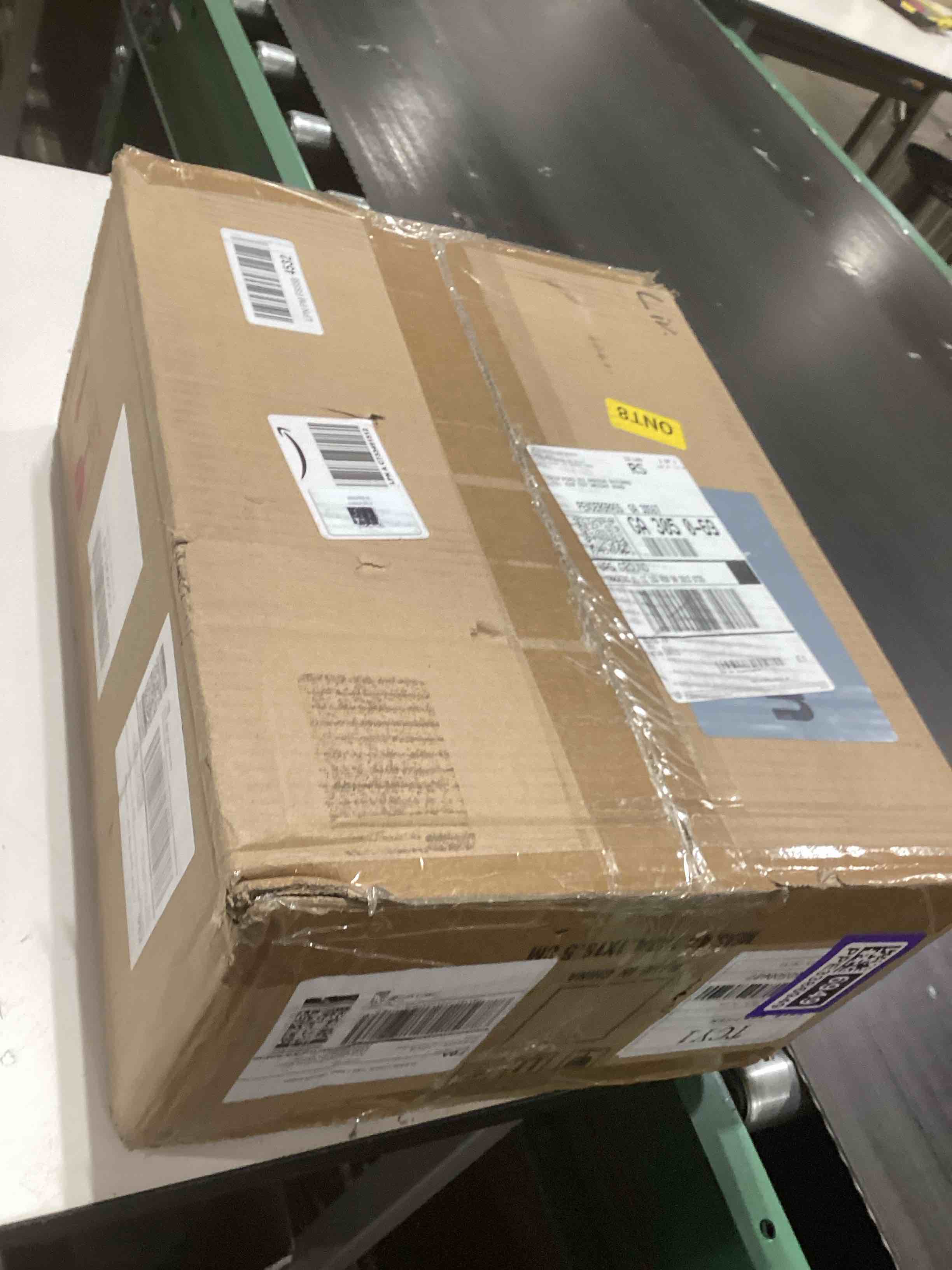 Condition photo showing As Is for 48 Inch Brushed Nickel Ceiling Fans with Lights and Remote,Low Profile Flush Mount Modern Ceiling Fan with Light,5 Blades,Dimmable LED Light, Wall Switch, Indoor Outdoor for Bedroom Brushed Nickel 48 inch