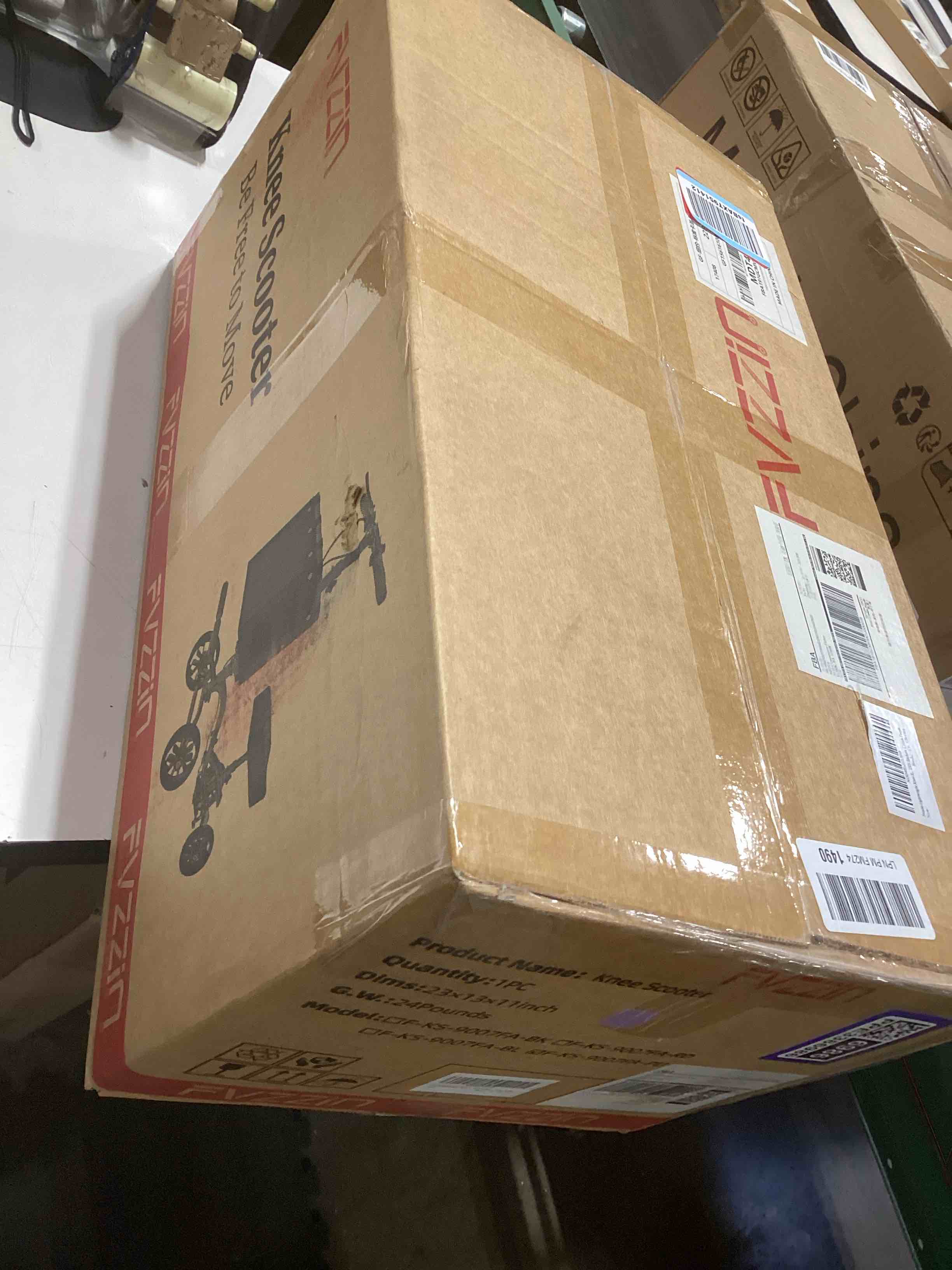 Condition photo showing Good Condition for Lightweight Knee Scooter Crutch Alternative, Foldable & Adjustable Knee Scooter for Adults for Foot Surgery, Steerable Knee Walker with Detachable Basket, Includes DIY Stickers-Cream Purple