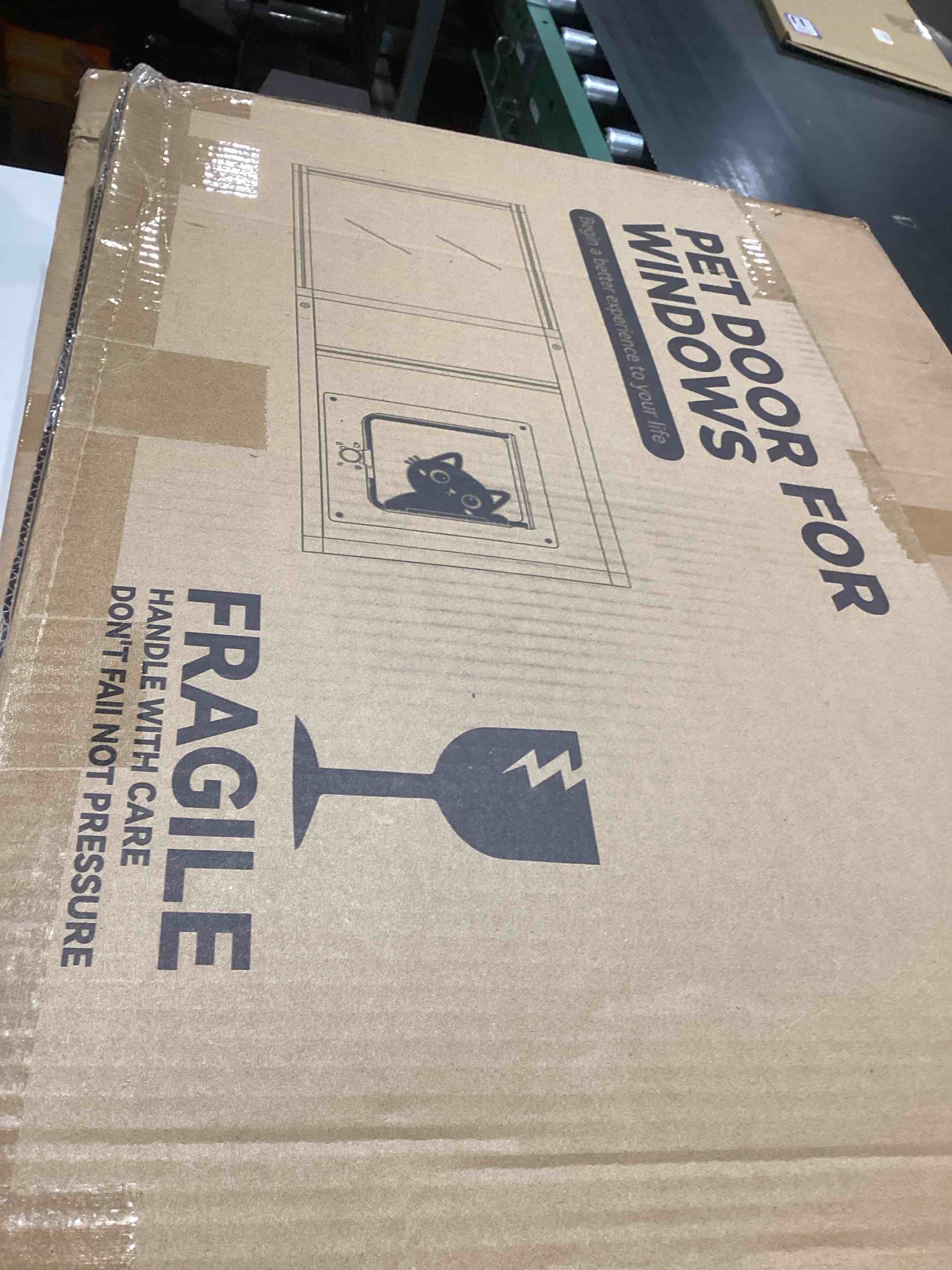 Condition photo showing Good Condition for Sliding Cat Door for Window, Fits 32"-37" Width Window, 2-Min Install | Aluminum Frame + HD Glass | Weatherproof Design | Magnetic Closure Window Cat Door Insert, Adjustable Pet Door Window for Cats White Fit 32''-37'' Window