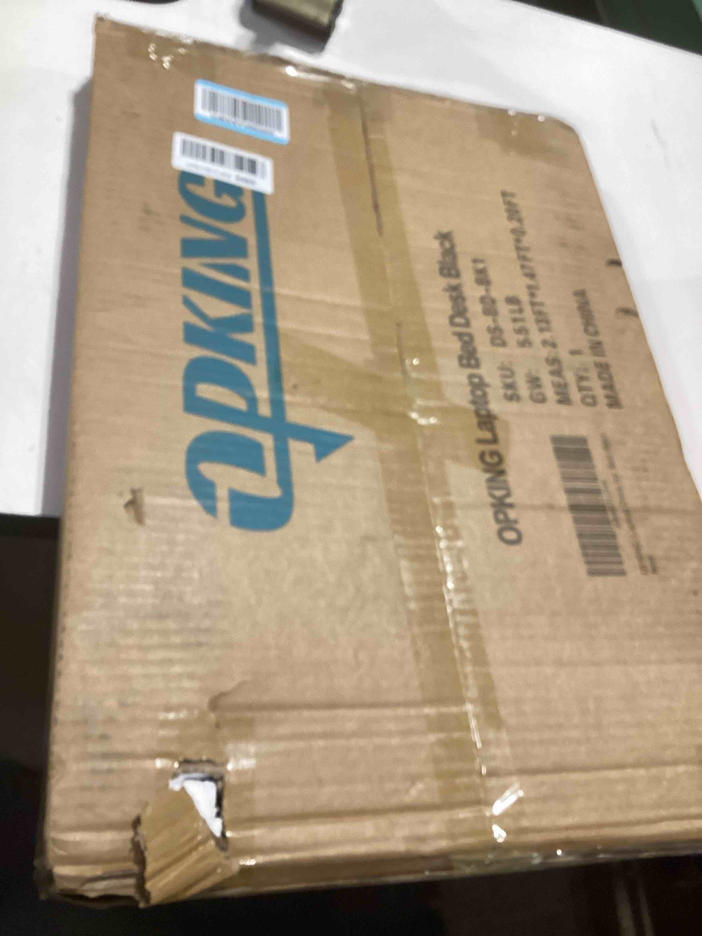 Condition photo showing Good Condition for Lap Desk for Bed Adjustable Height, Foldable Bed Table with Storage Drawer, Tablet Slot & Cup Holder, Portable Laptop Stand for Bed & Sofa, Bed Desk for Adults & Kids, Black