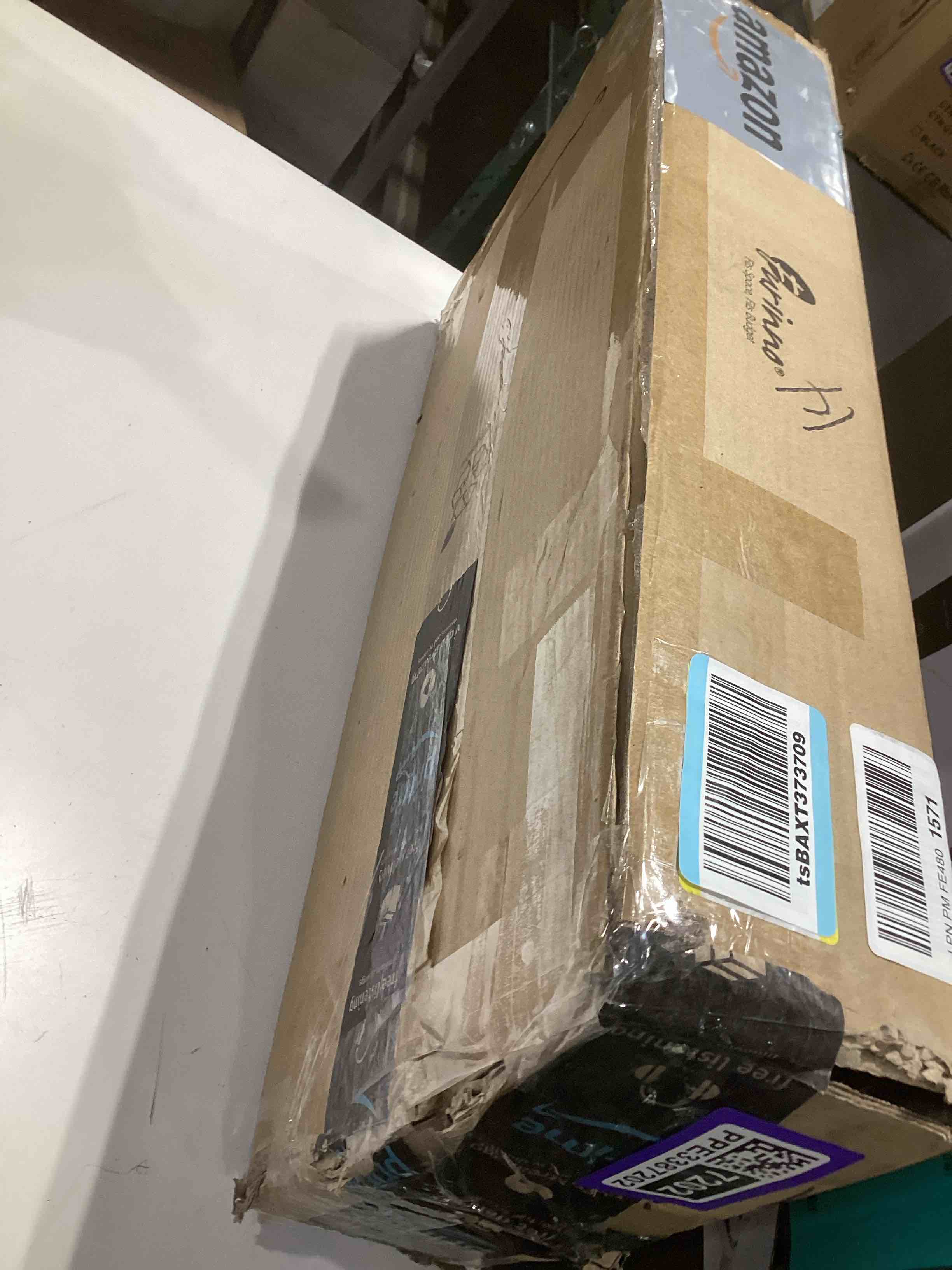 Condition photo showing As Is for Furinno Turn-N-Tube 5-Tier Multipurpose Shelf / Display Rack / Storage Shelf / Bookshelf, Round Tubes, Walnut/Brown Walnut/Brown 5-Tier Round Tube