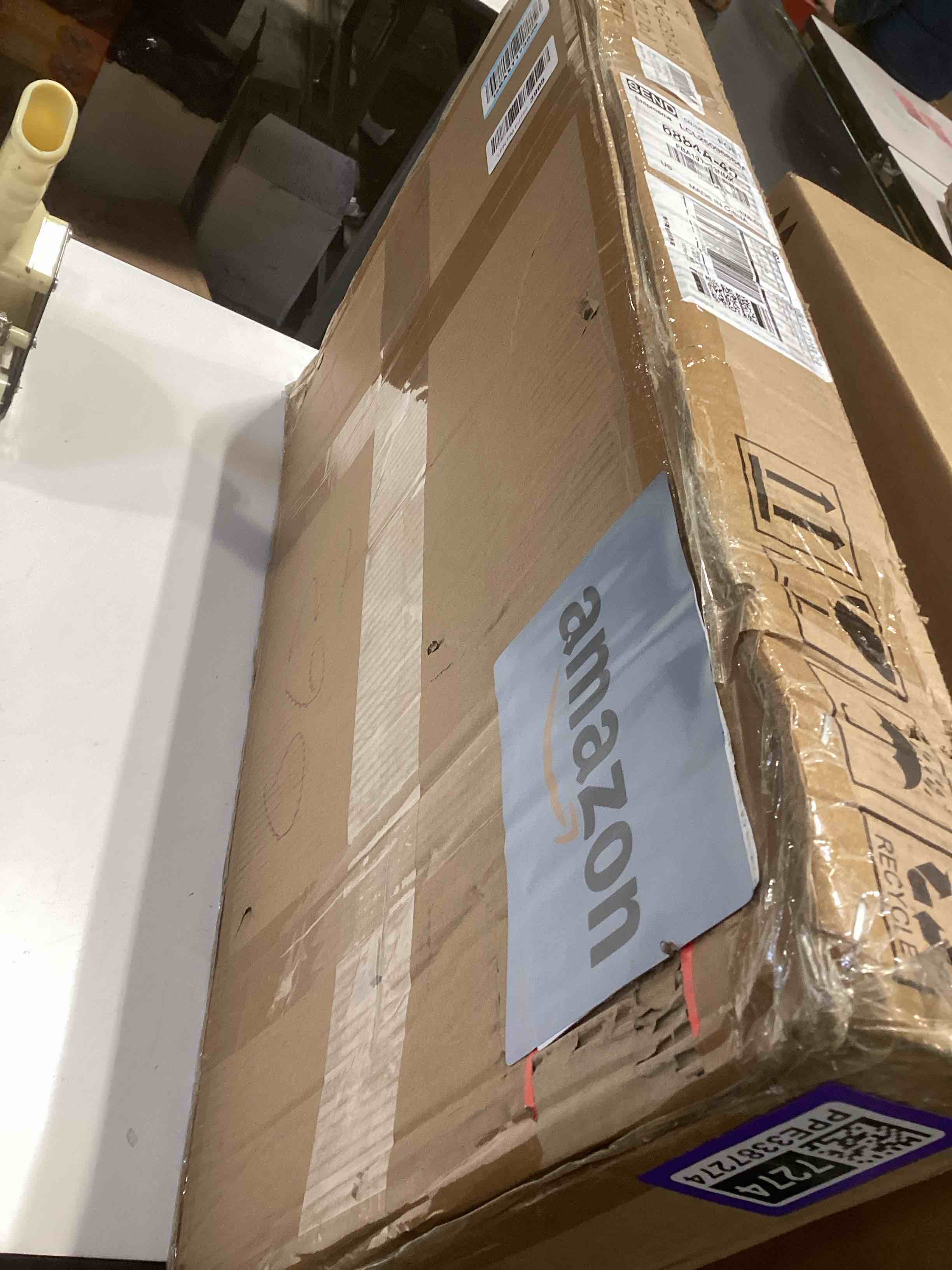 Condition photo showing Good Condition for Universal Floor TV Stand,TV Floor Mount Stand with Power Outlet for 32-75 inch TV up to 110 lbs, Swivel and Height Adjustable Tall TV Stand for Bedroom,Office(TCP01-M-A01)