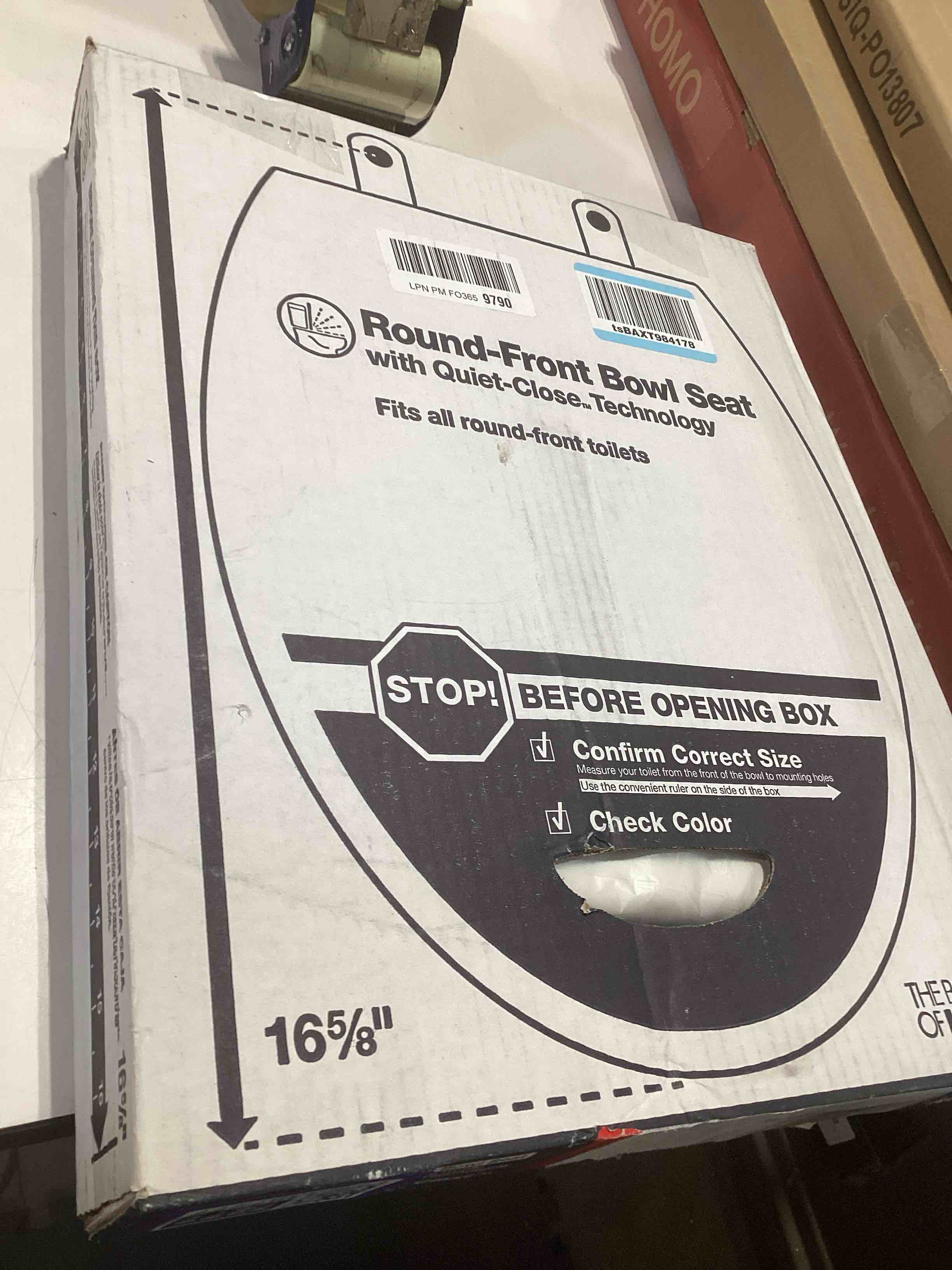 Condition photo showing Good Condition for KOHLER Stonewood Quiet-Close, Round Toilet Seat Soft Close, Durable Wood, Easy Installation, Universal Fit, Home Essentials, White Finish, K-20467-0 White Round Double-Hinge
