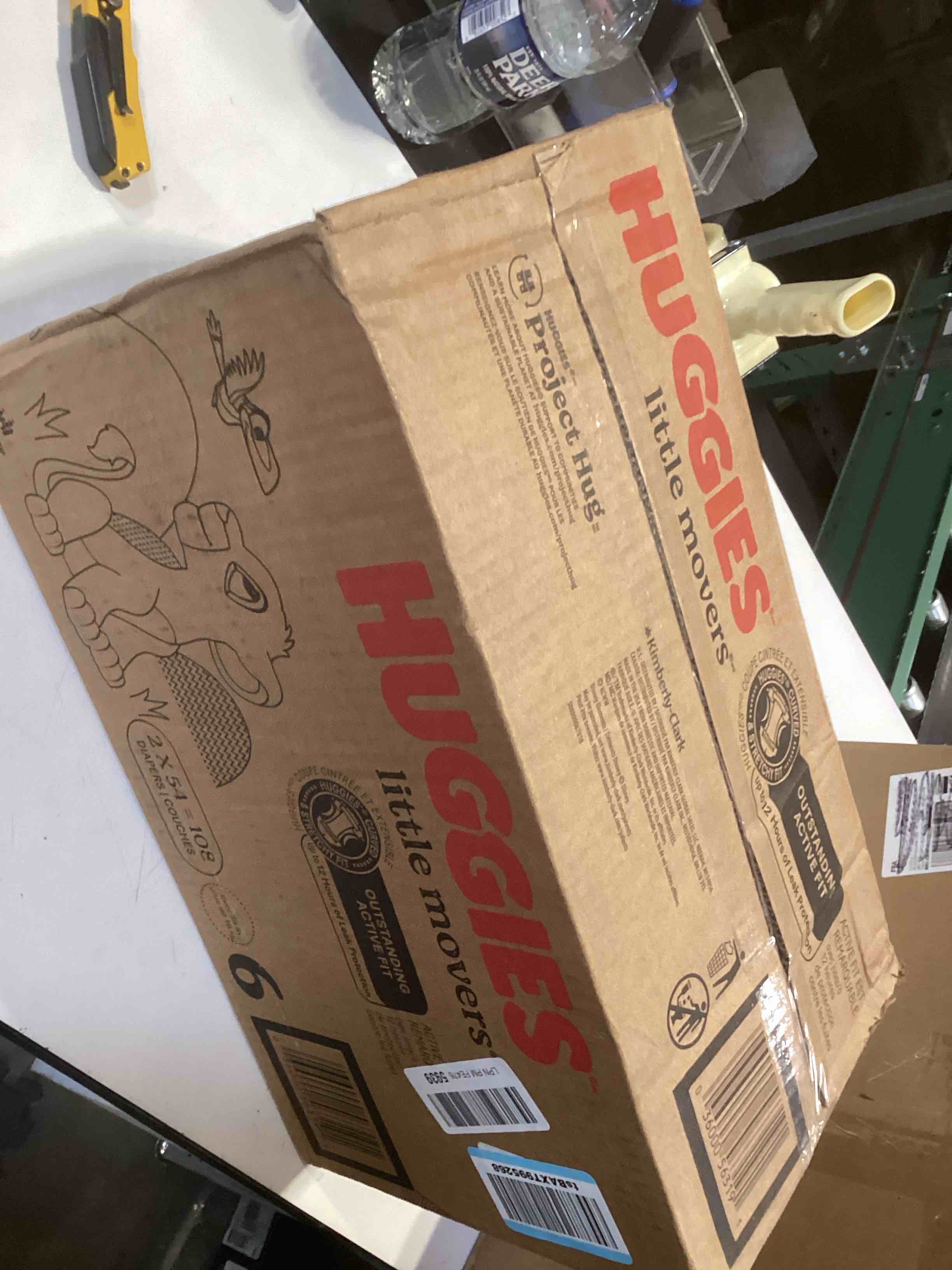 Condition photo showing New/Like New for Huggies Size 6 Diapers, Little Movers Baby Diapers, Size 6 (35+ lbs), 108 Count (2 Packs of 54), Packaging May Vary