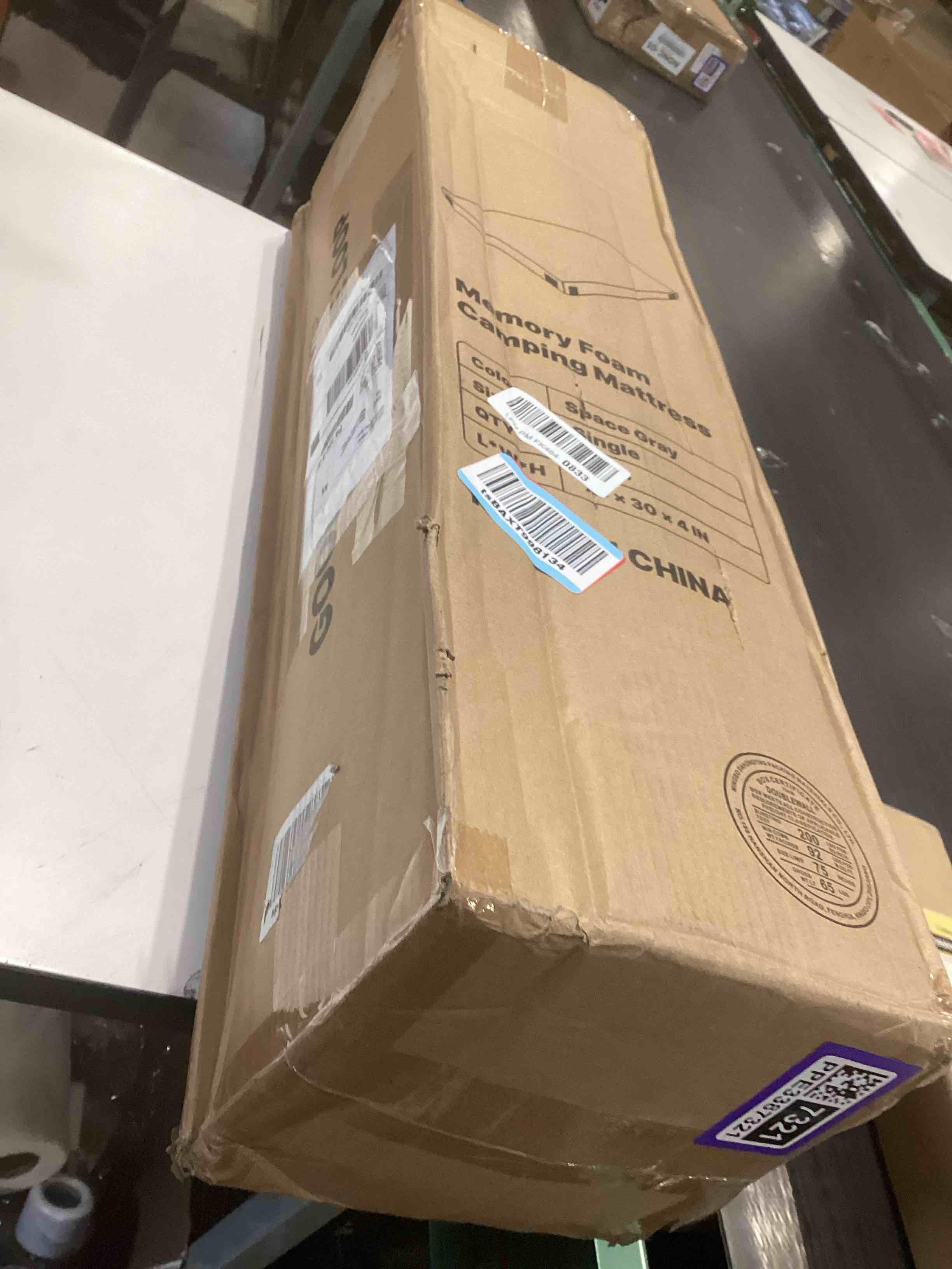 Condition photo showing Good Condition for GAIALOOP 4 INCH Extra Thick Memory Foam Camping Mattress, 30D Foam Camp Pad for Car Tent Cot, Roll Up Mattress for Guests Sleepovers RV Truck Camper Space Gray Single: 75*30*4"