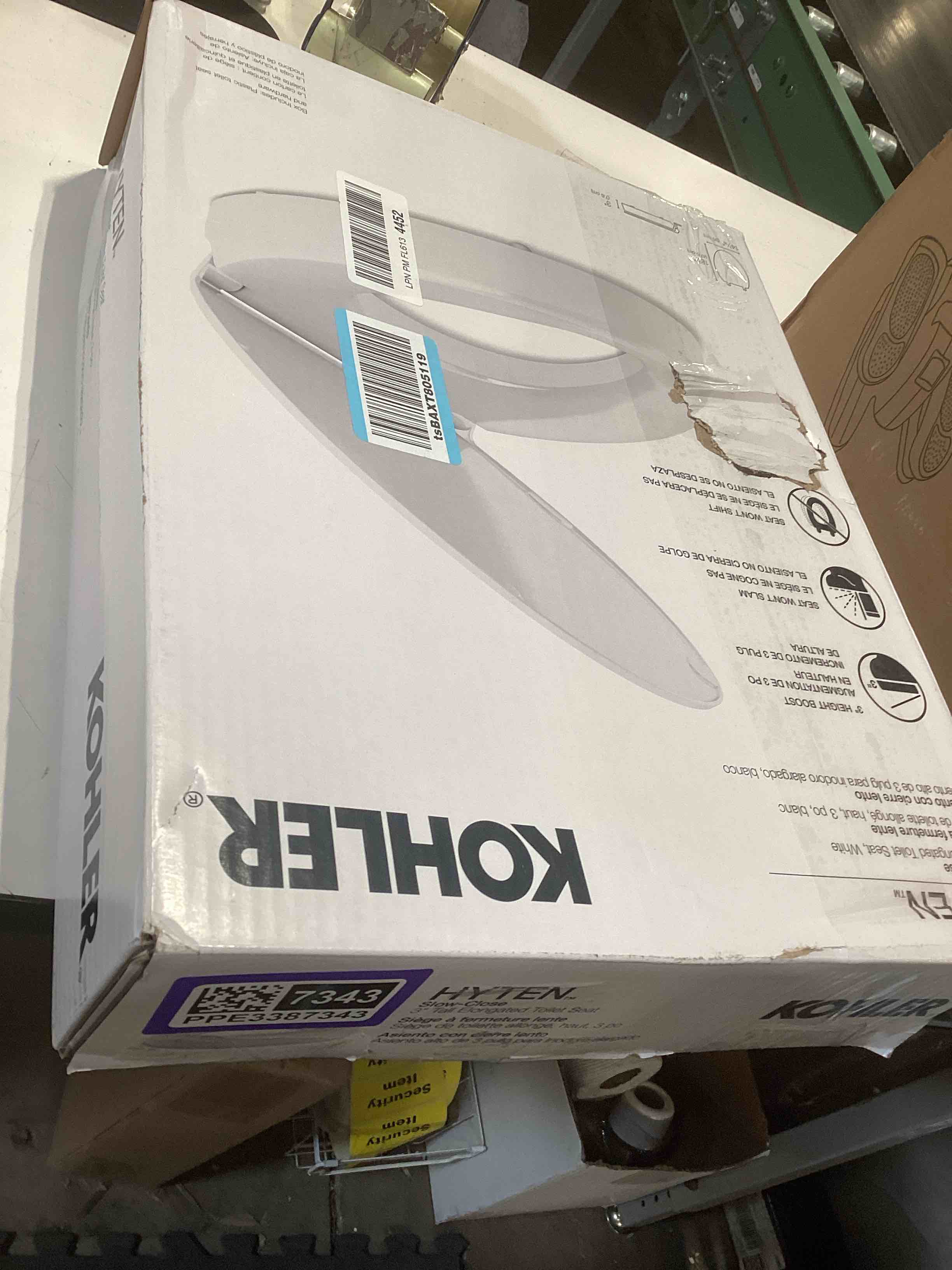 Condition photo showing Good Condition for KOHLER 25875-0 Hyten 3" Height, Elevated Soft Close Elongated Toilet Seat, Contoured Seat with Grip-Tight Bumpers, Quick-Attach Hardware, No Slam Toilet Seat, White White Elongated