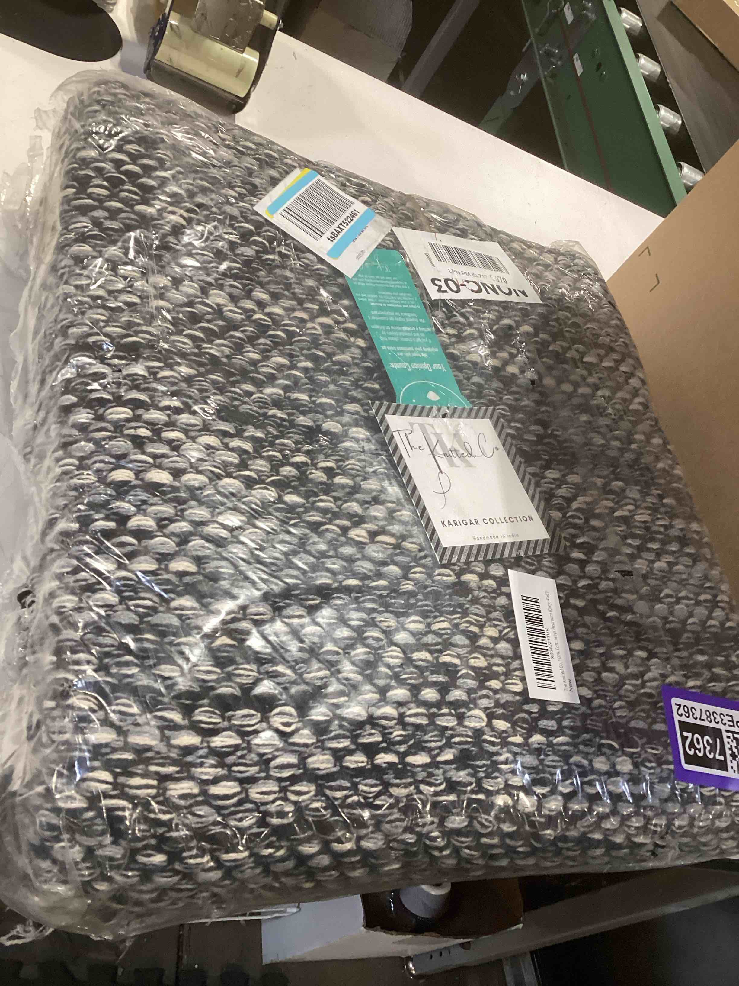 Condition photo showing Good Condition for 100% Cotton Area Rug 5 x 8 Feet- Rectangle- Hand Woven Natural Carpet - Home Decor for Living Room Hallways Bedroom (Grey- 5'x8') Grey 5' x 8' (Rectangular)