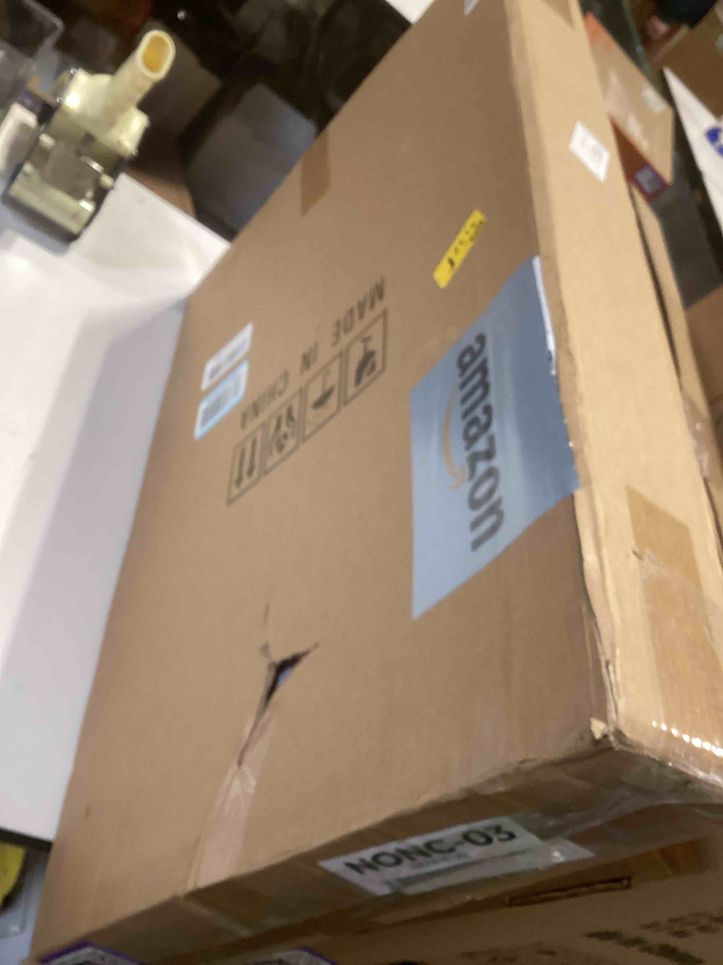 Condition photo showing As Is for Large Framed Botanical Wall Art - Tropical Leaf Wall Decor 20"x28" Set of 3 Beige Boho Art Prints Minimalist Palm Painting Rustic Plant Canvas Pictures for Living Room Bedroom Office Artwork beige 20"x28"x3 Framed