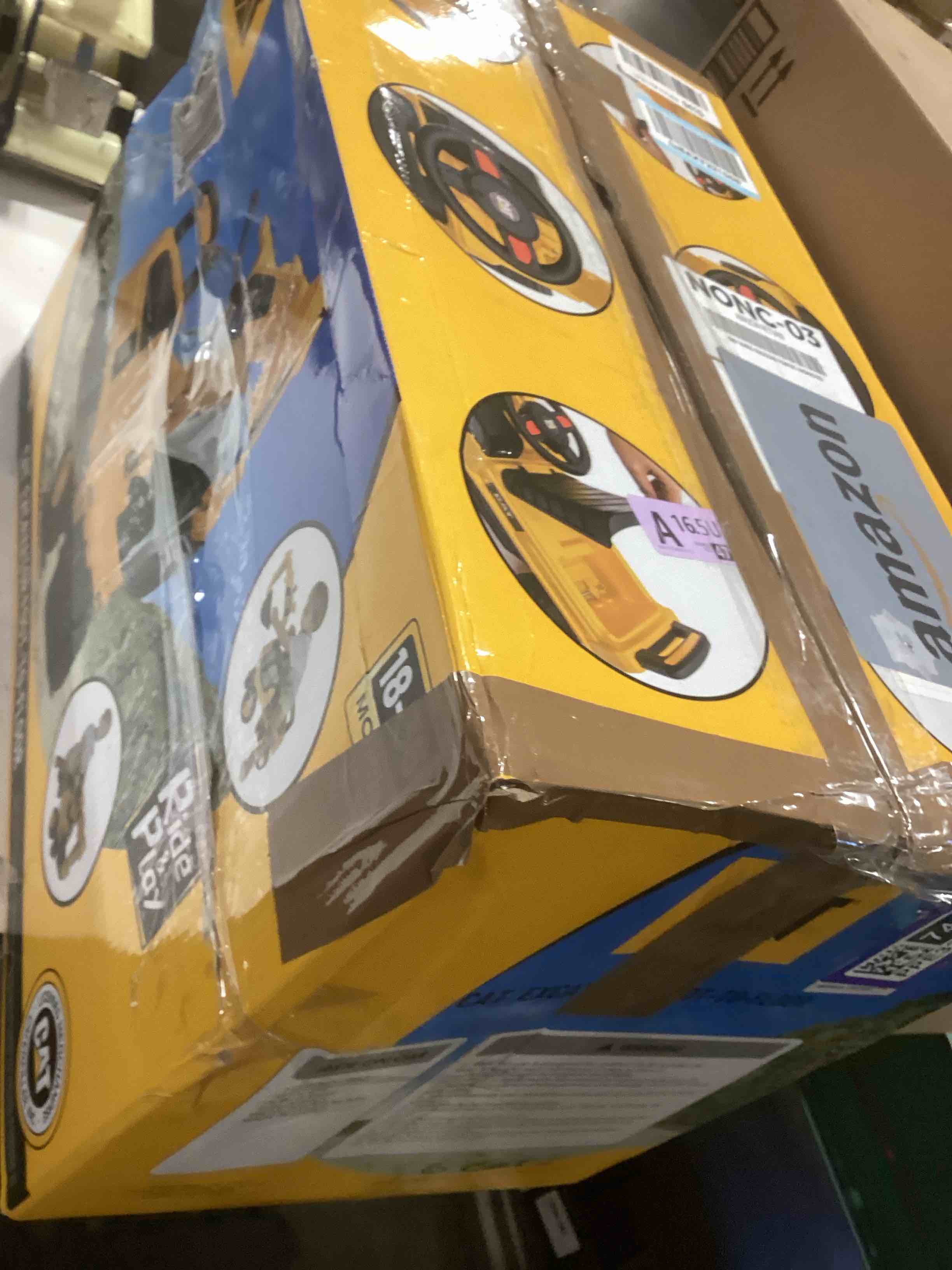 Condition photo showing As Is for Best Ride On Cars CAT Excavator Push Car – Licensed Caterpillar Ride-On Digger Toy for Kids with Rotating Bucket & Under-Seat Storage – Construction Vehicle for Toddlers