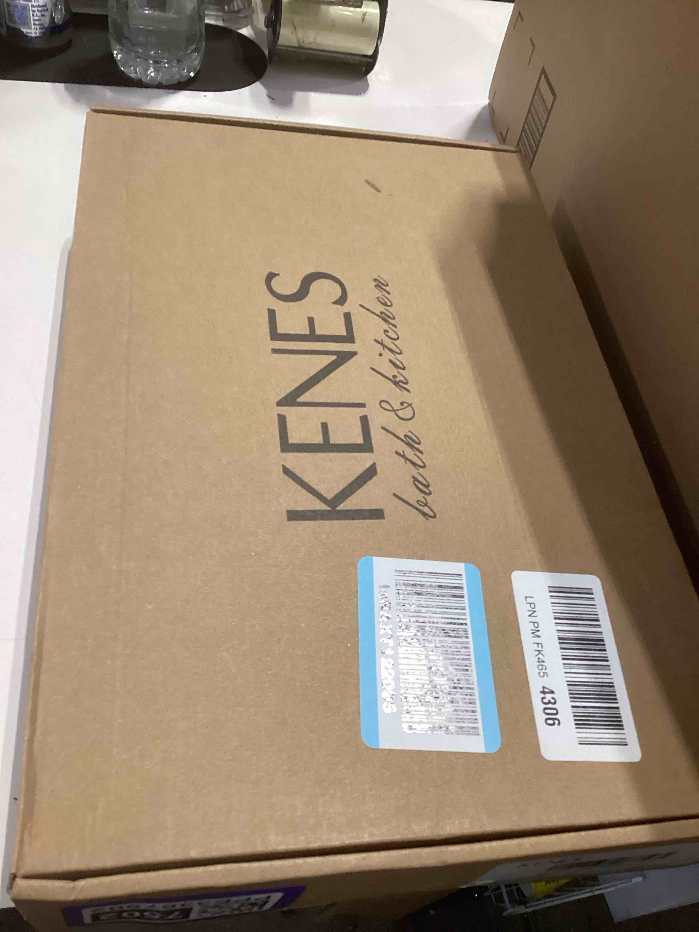 Condition photo showing As Is for KENES Matte Black Pull Out Bathroom Faucet, 8 Inch 2 Handle Widespread Bathroom Faucet 3 Hole with Pull Down Sprayer, Bathroom Sink Faucet with Pop Up Drain & Supply Lines LJ-9058A-2