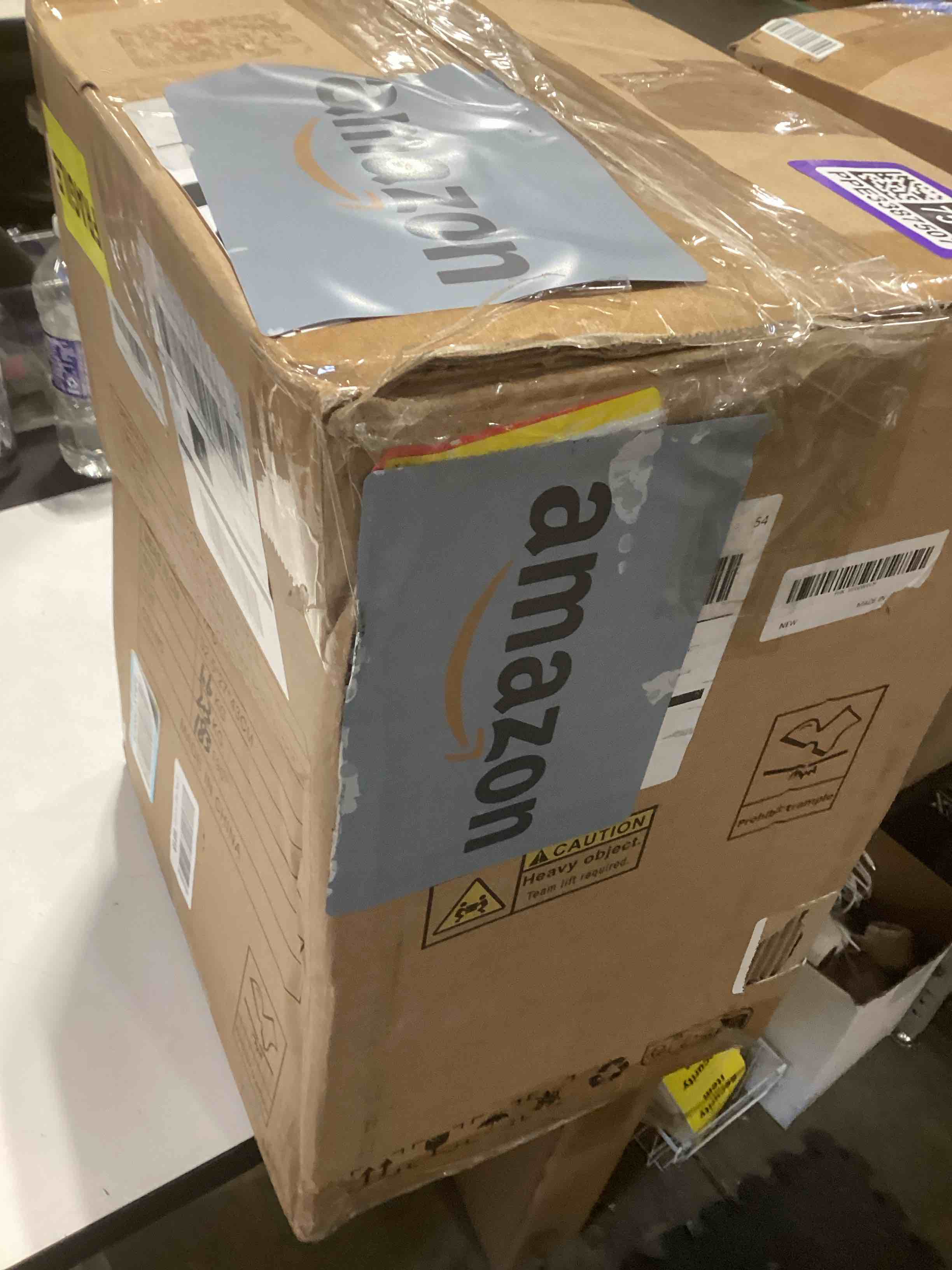 Condition photo showing As Is for Garvee 3.2 Gallon Trash Can for Kitchen, Stainless Steel Step Trash Can with Soft-Close Lid & Removable Inner Bucket, Rectangular Garbage Can for Office Bathroom Living Room, Silver