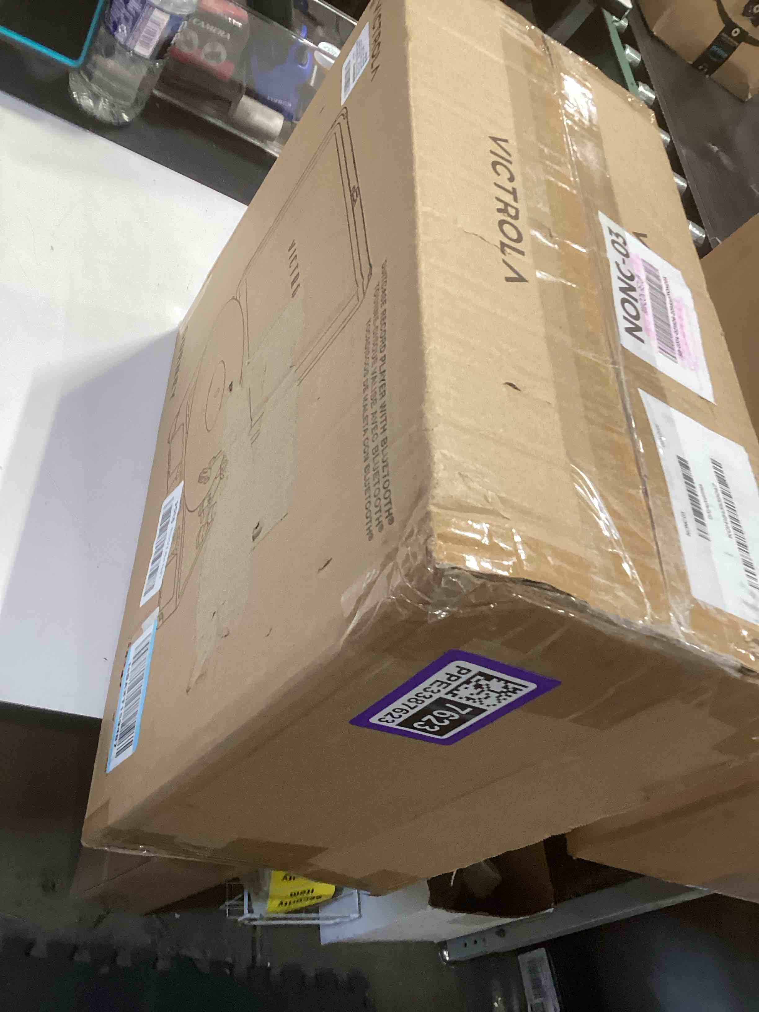 Condition photo showing As Is for Victrola Journey Bluetooth Portable Suitcase Record Player – with Built-in Speakers, 3 Speed Vinyl Record Player, RCA Out, Headphone Jack (Black)