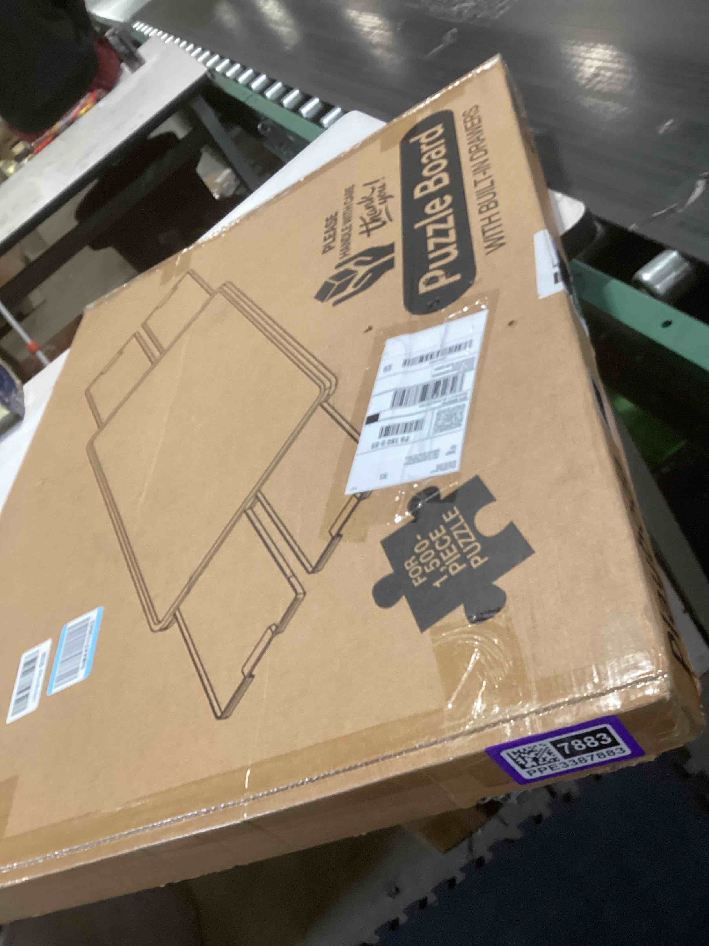 Condition photo showing Good Condition for 1500 Pieces Rotating Plastic Puzzle Board with Drawers and Cover, 35"x27" Portable Spinning Jigsaw Puzzle Table for Adults, Upgraded Lazy Susan, Ideal Gift for Mum Gray Drawers