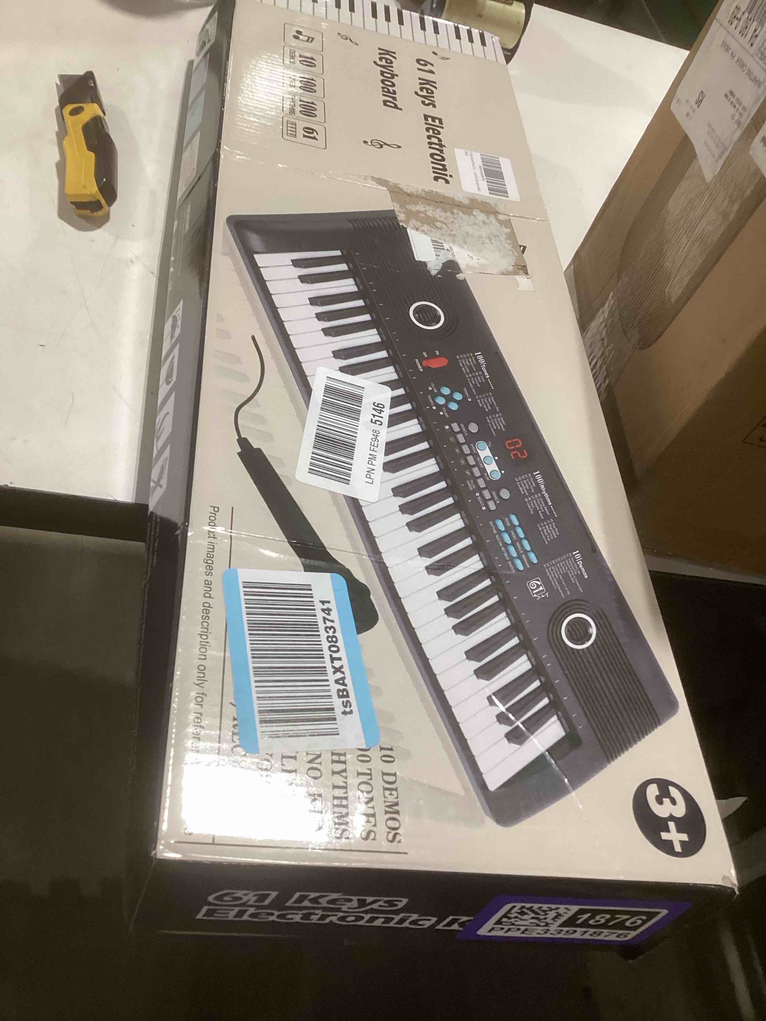 Condition photo showing As Is for 61 key keyboard Piano,Portable Electronic Digital Piano,Built In Dual Speakers,External Microphone,Power Plug,Rich Teaching Content,Multi-Functional Electronic Piano Suitable For Beginners kkek5 black
