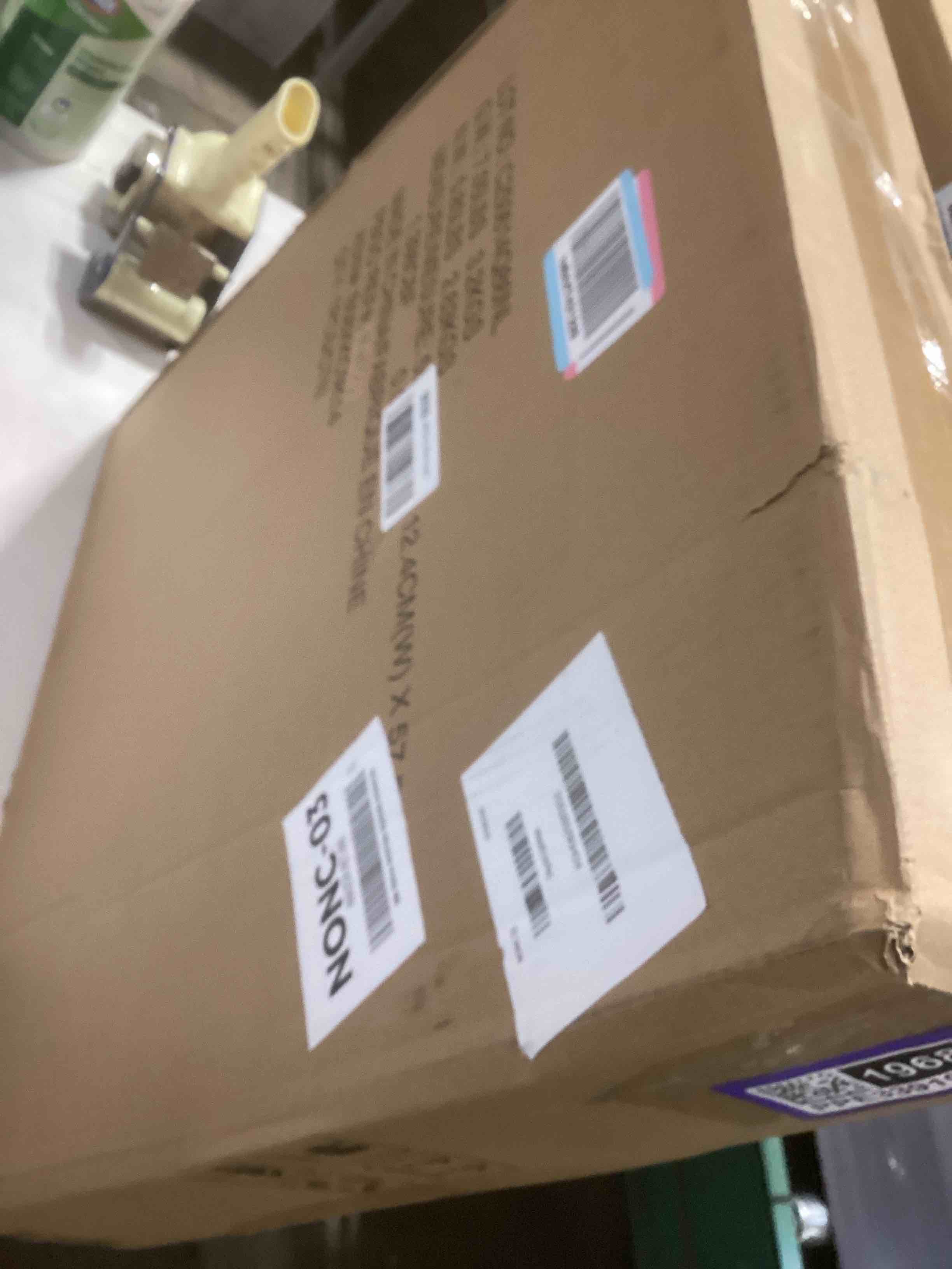 Condition photo showing Good Condition for Amazon Basics 3 Speed Box Fan, Indoor Electric Fan for Home Cooling, 5 Blades, Lightweight Design, 67 Watts, 20-Inch, Black, 6.8"D x 20.86"W x 21.33"H