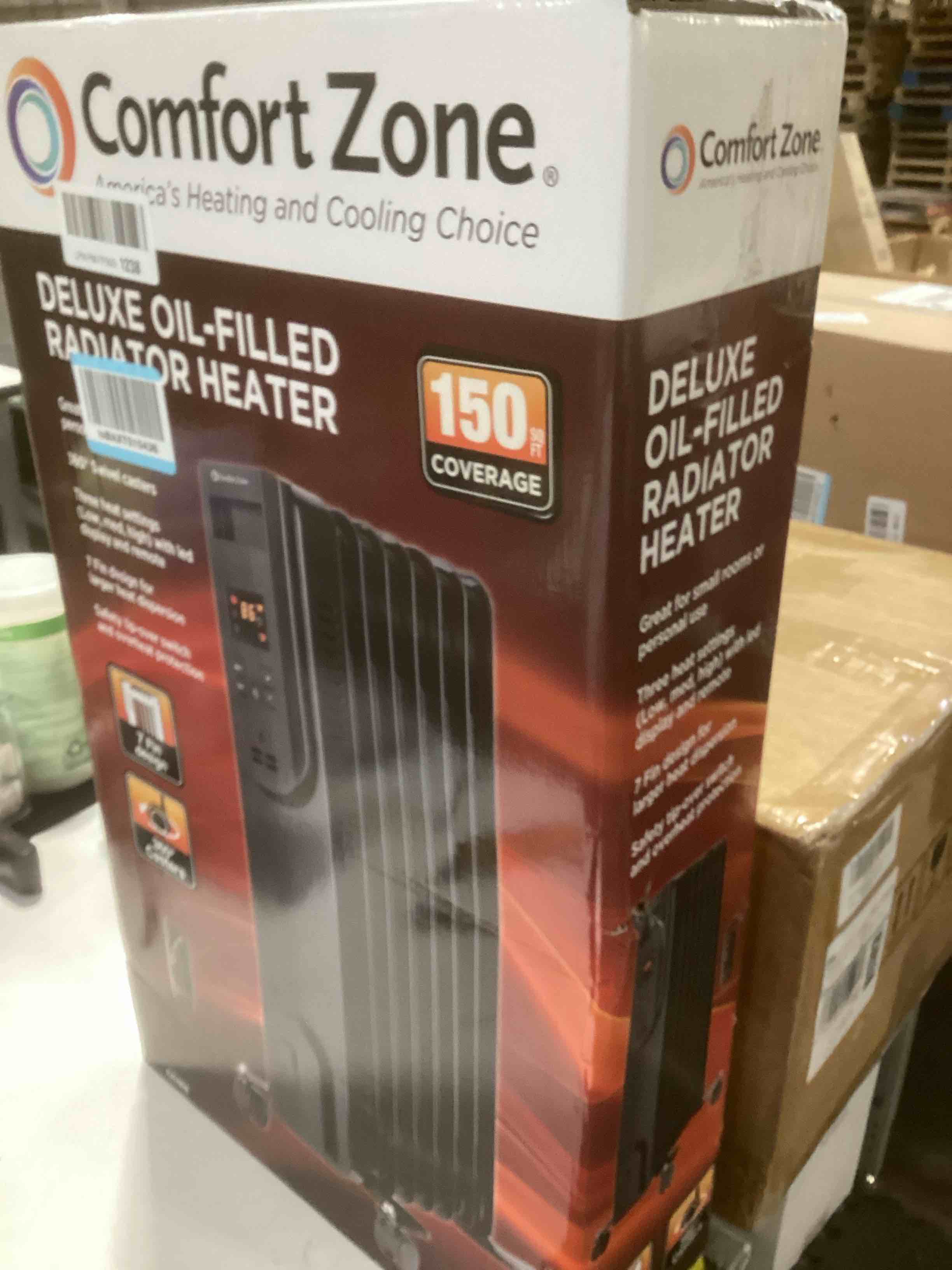 Condition photo showing Good Condition for Comfort Zone 1500W Oil-Filled Radiator Heater – Portable Electric Space Heater with Remote, Digital Display, Adjustable Thermostat, Tip-Over & Overheat Protection, No Refill Needed, Black