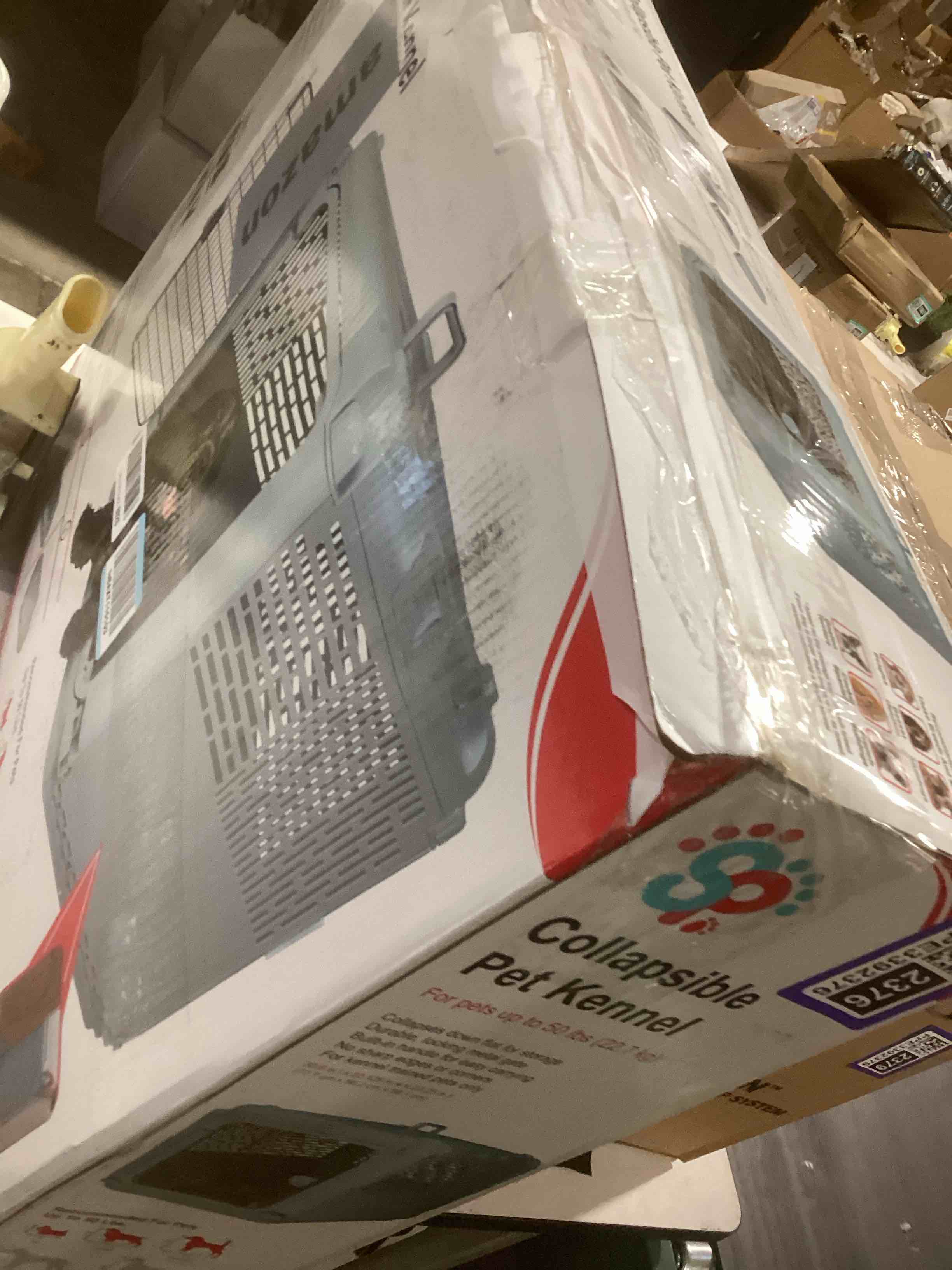 Condition photo showing As Is for SPORT PET Plastic Kennels Rolling Plastic Wire Door Travel Dog Crate, Collabsible Kennel, 22.1" L x 23.3" W x 30.6" H 30" Medium (Blue)