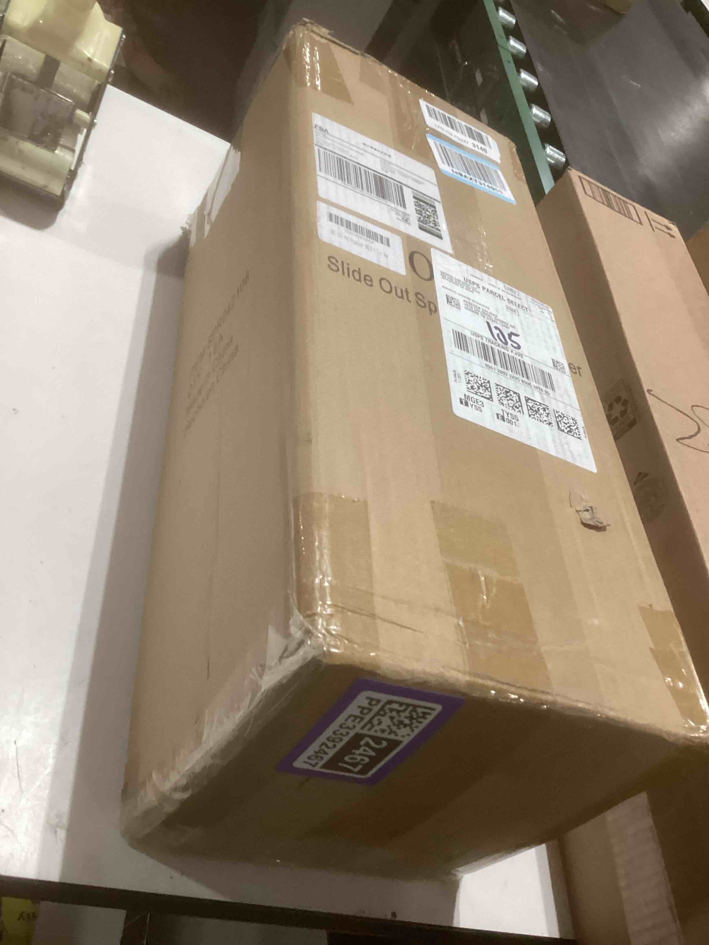 Condition photo showing Good Condition for OCG 4-Tier Pull Out Kitchen Cabinet Spice Rack Holder Shelves (8" W x 21" D), Slide Out Slim Storage Wire Baskets for Storage Organization, Narrow Slide Out Storage for Narrow Space