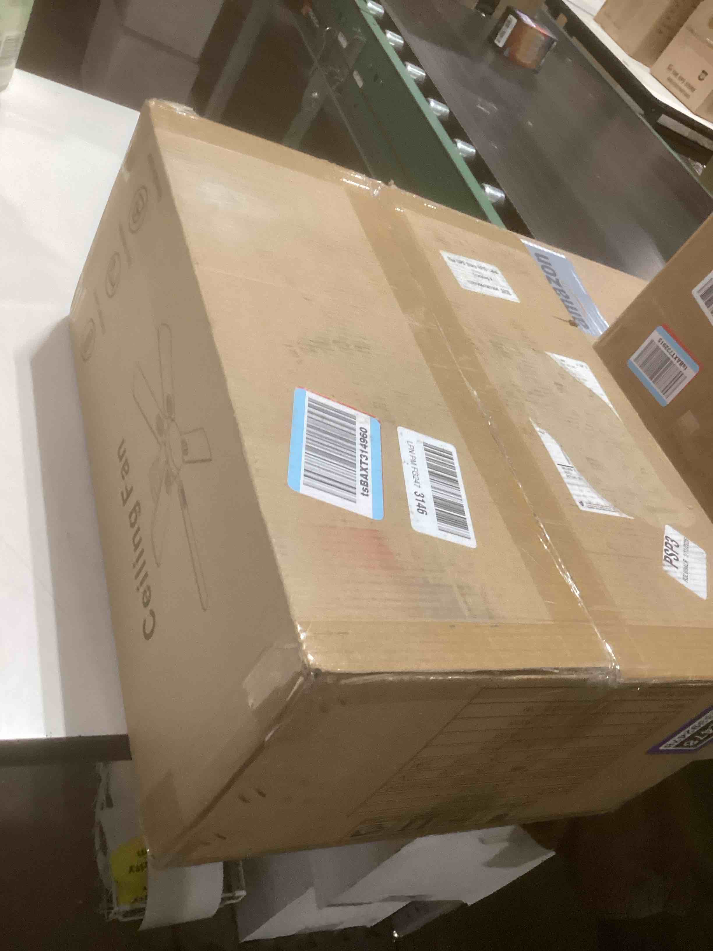 Condition photo showing Good Condition for 52'' Flush Mount Ceiling Fan with Lights, Space-Saving Low Profile for Low Ceilings, App/Remote Control, Safe Quiet DC Motor for Bedroom Living Room, Dimmable, Black Black 52 inch