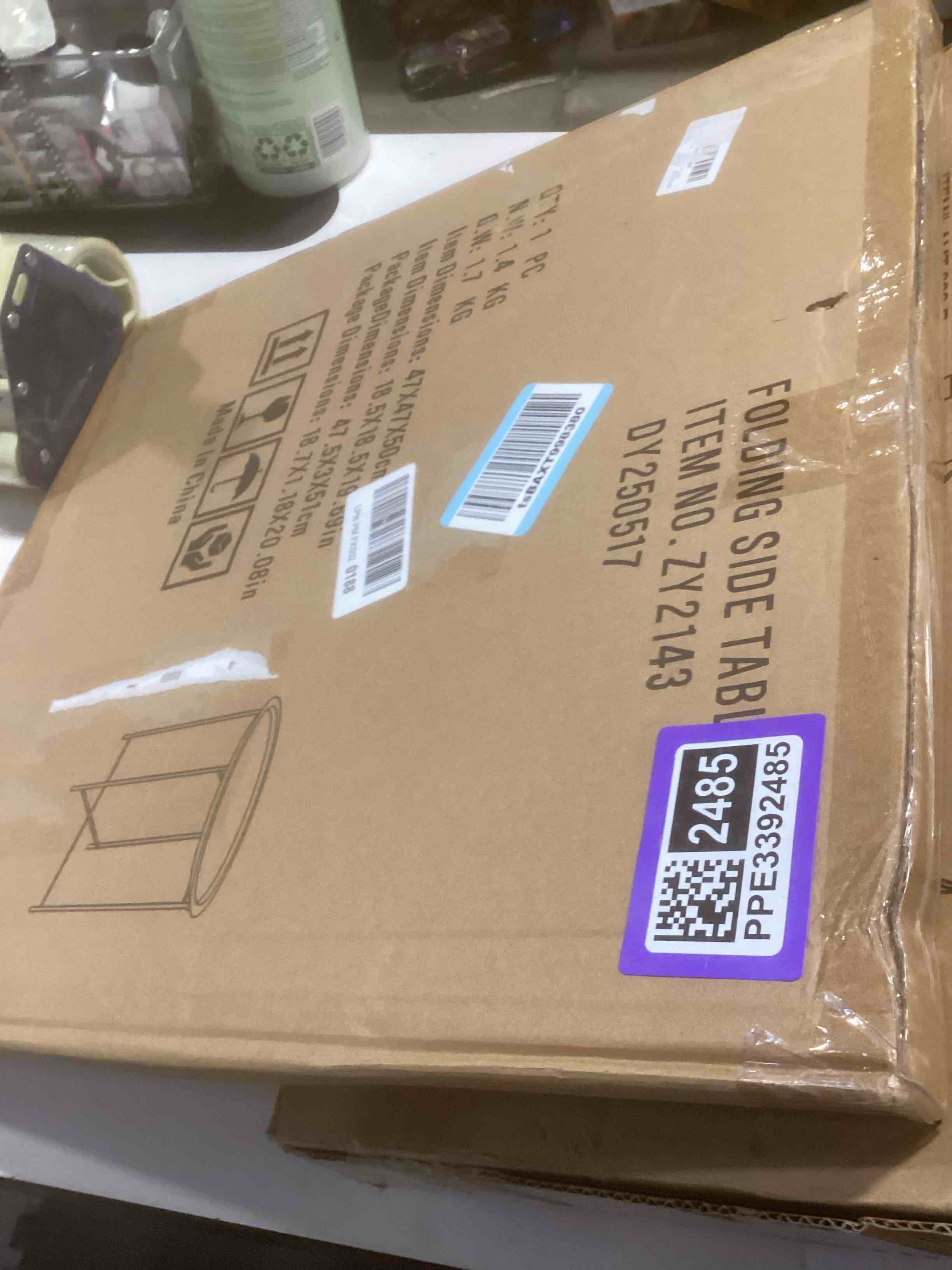 Condition photo showing Good Condition for Garden 4 you End Table Metal Side Table Black Round Folding Tray Cyan Sofa Small Accent Fold-able Table, Round End Table Tray, Next to Sofa Table, Snack Table for Living Room and Bed Room