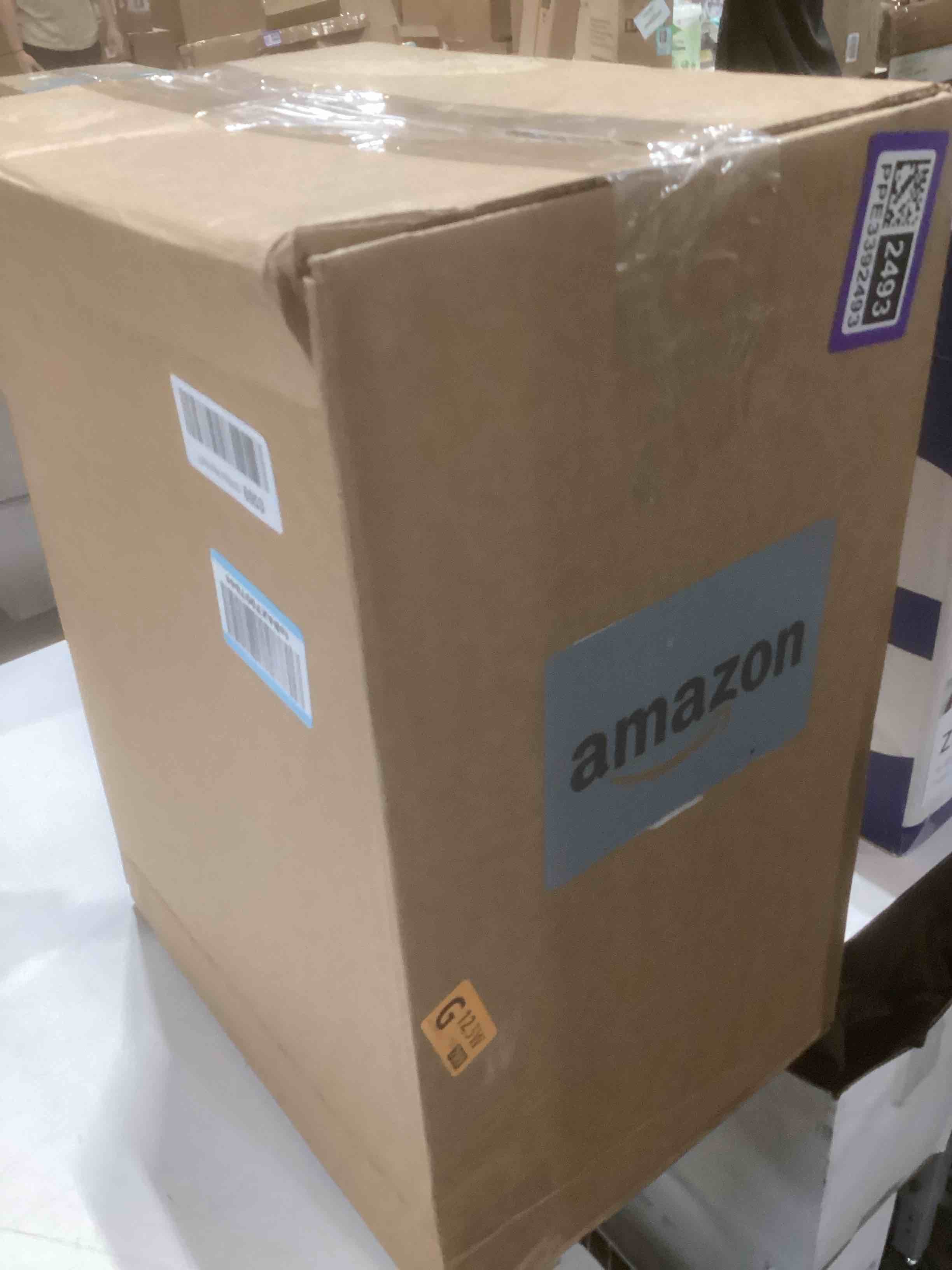 Condition photo showing Good Condition for Amazon Basics Trash Can, Rectangular Commercial Office Wastebasket, Recycle Logo, 10 Gallon (Pack of 1), Blue Blue 10 Gallon (Pack of 1)