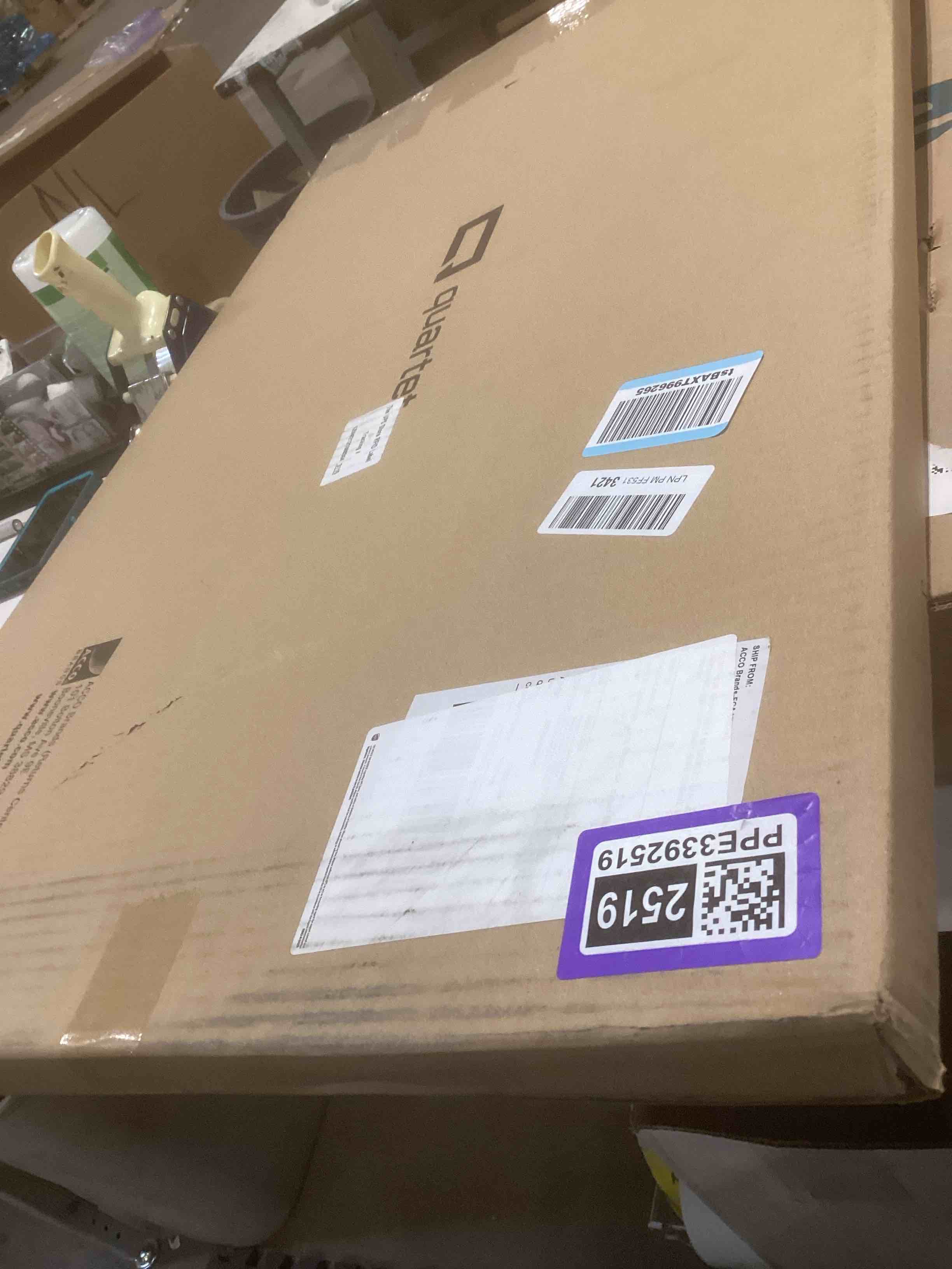 Condition photo showing Good Condition for Quartet Cork Board Bulletin Board, 23" x 35" Framed Corkboard, Oak Frame, Decorative Hanging Pin Board, Perfect for Office & Home Decor, Home School Message Board or Vision Board (35-380352)