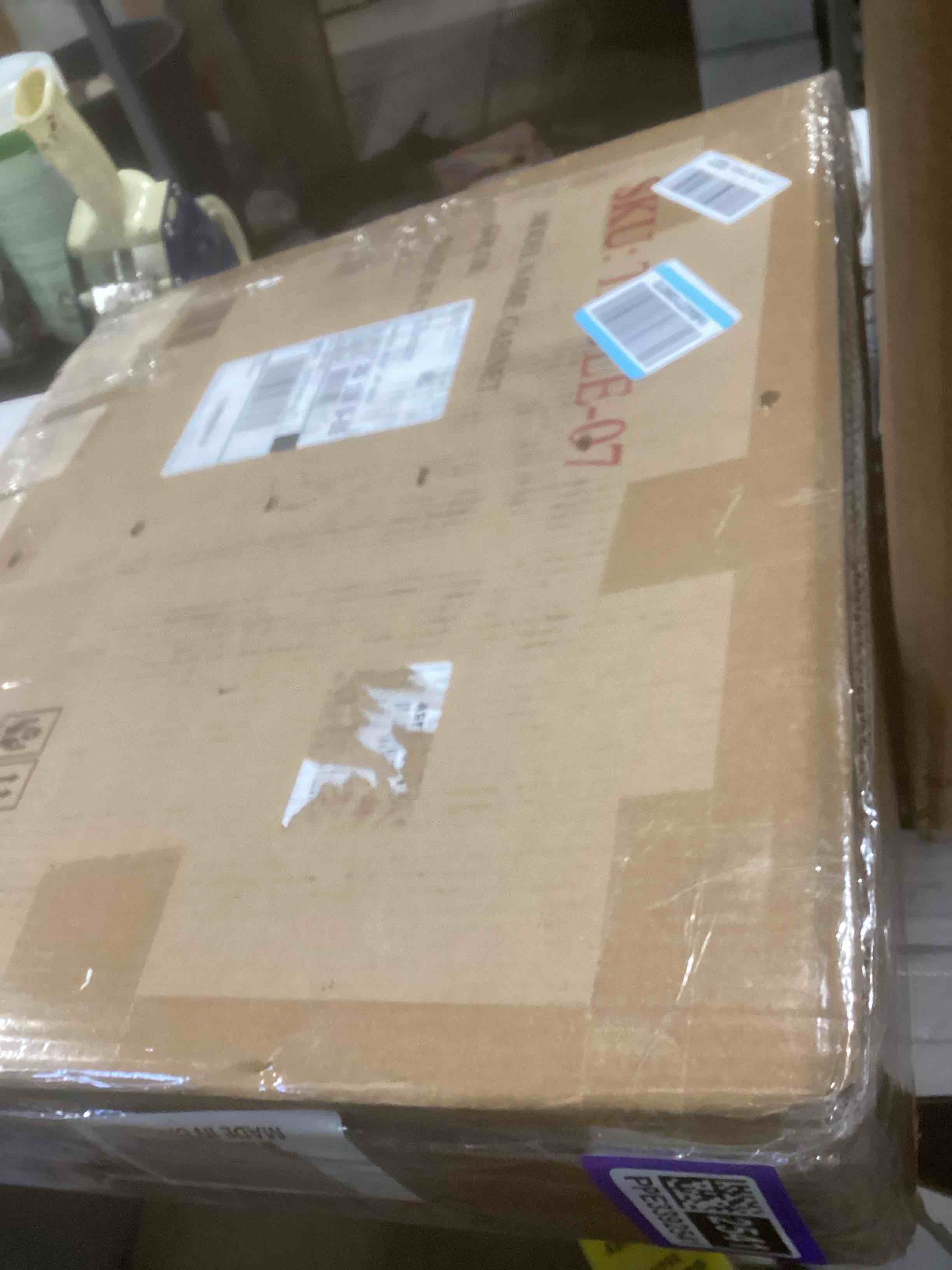 Condition photo showing Good Condition for Industrial Night Stand, 18” Square Side Table with Open Storage Shelf, Bedside End Table for Bedroom, Heavy Duty Stand for Mini Fridge for Dorm, Kitchen Room, Rustic Brown