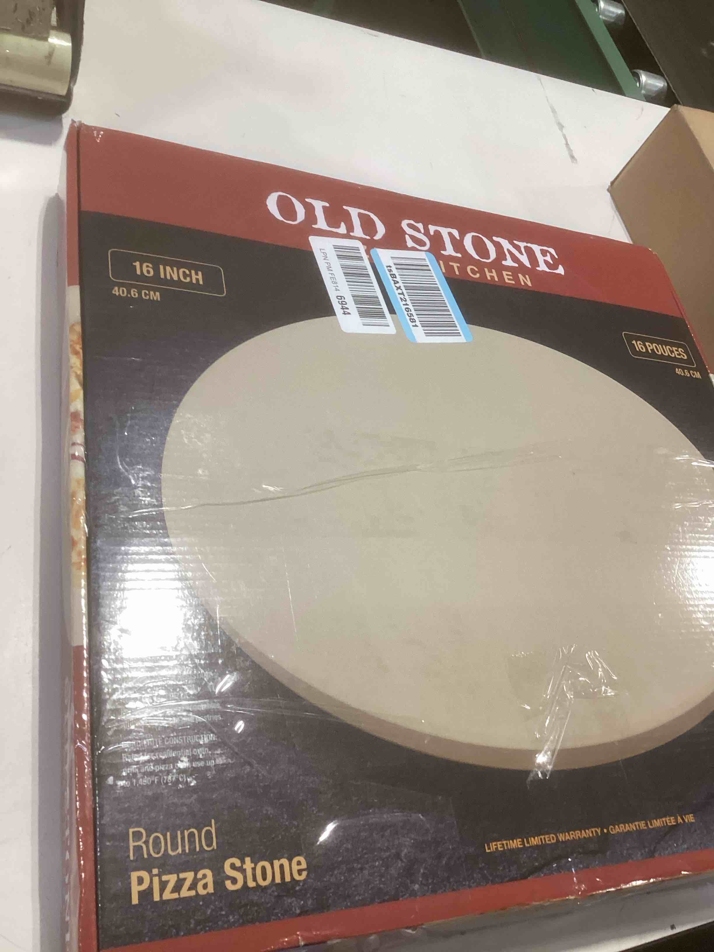 Condition photo showing As Is for Old Stone Round Pizza Stone, 16-Inch 16 inch Stone