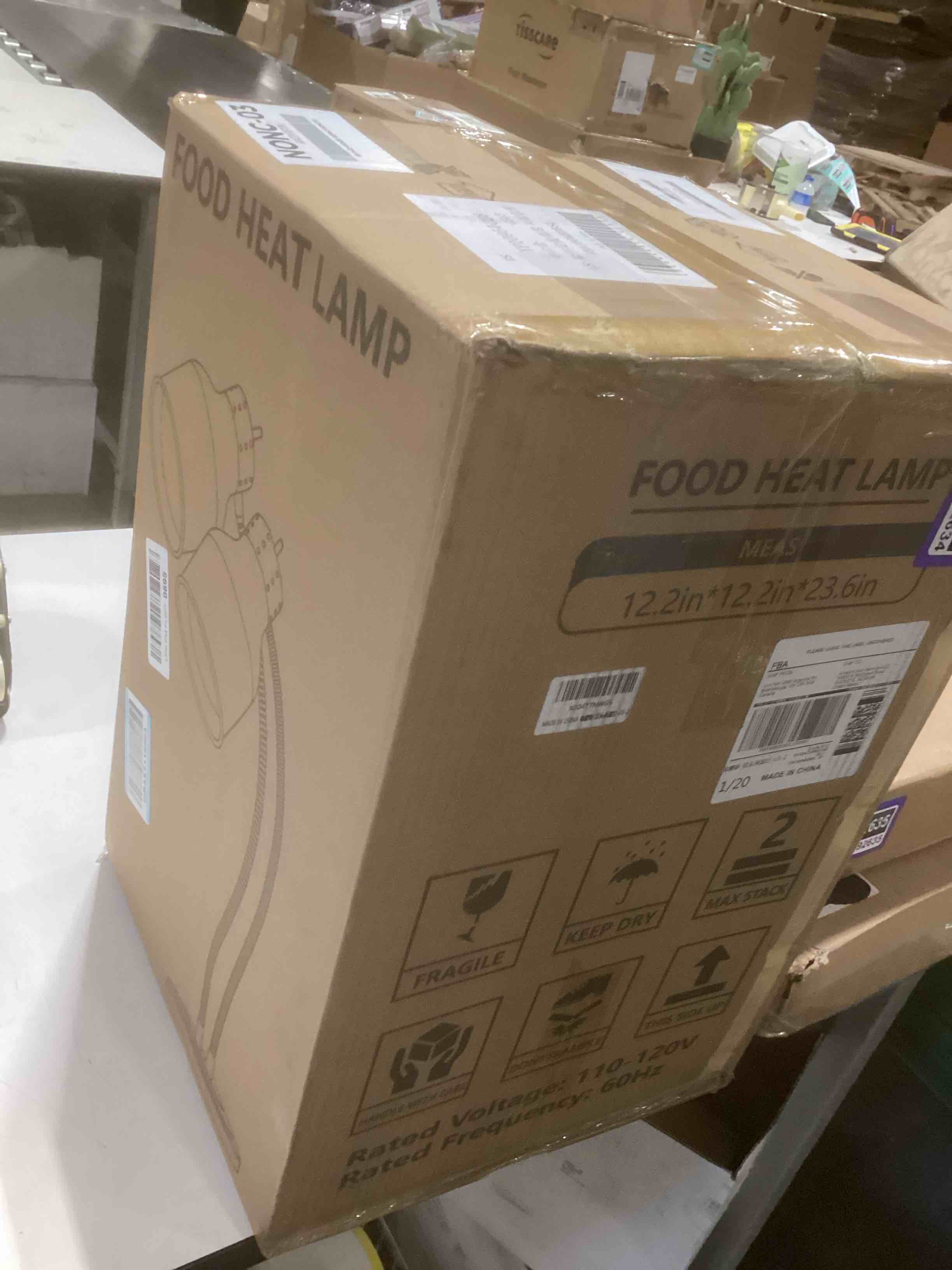 Condition photo showing Good Condition for Food Heat Lamp: [Rapid-Heating Bulbs Included] [Steady Heating] Commercial Food Warmer Lamp, Electric Heat Lamp for Food Catering Food Warming Lamp for Buffet Parties (Polished Silver, 32" (2-Head))