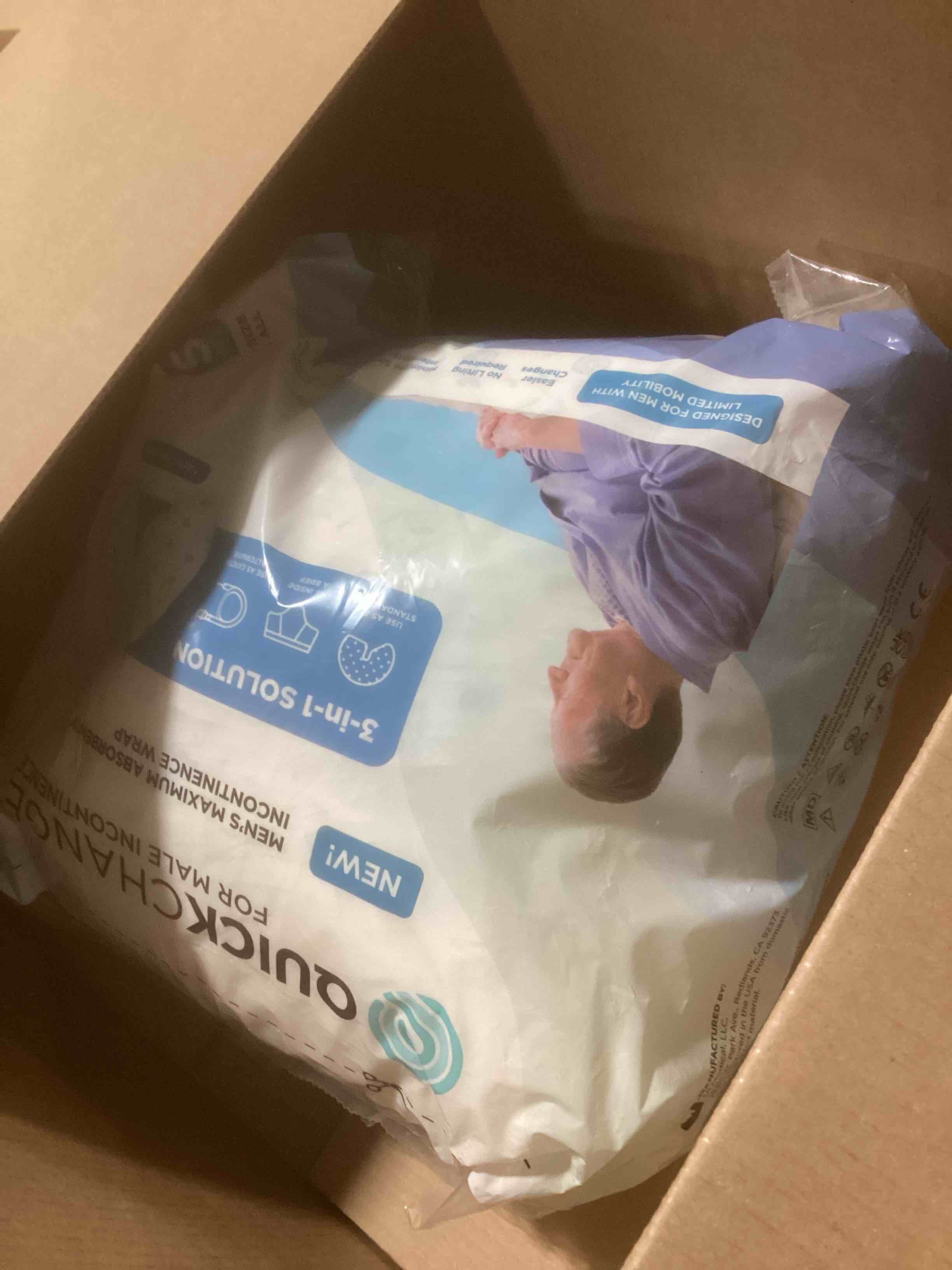 Condition photo showing Good Condition for QuickChange Men's Incontinence Wrap, 1 Week Supply (35 Count), Catheter Alternative and/or Adult Diaper Insert for Men with Reduced Mobility, Maximum Absorbency, OSFA Pack of 35