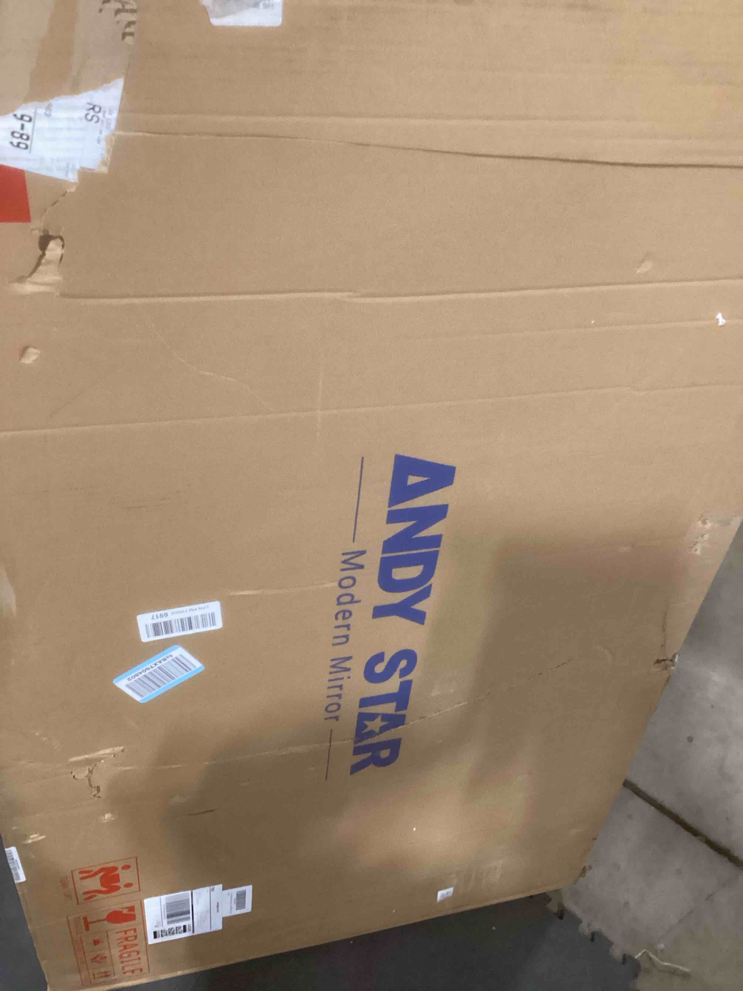 Condition photo showing Good Condition for ANDY STAR 30x48 Inch Large Bathroom Mirror, Brushed Nickel Asymmetrical Mirror, Modern Rectangle Mirror with Unique Wavy Design, Premium Stainless Steel Metal, Wall-Mounted Vertically/Horizontally