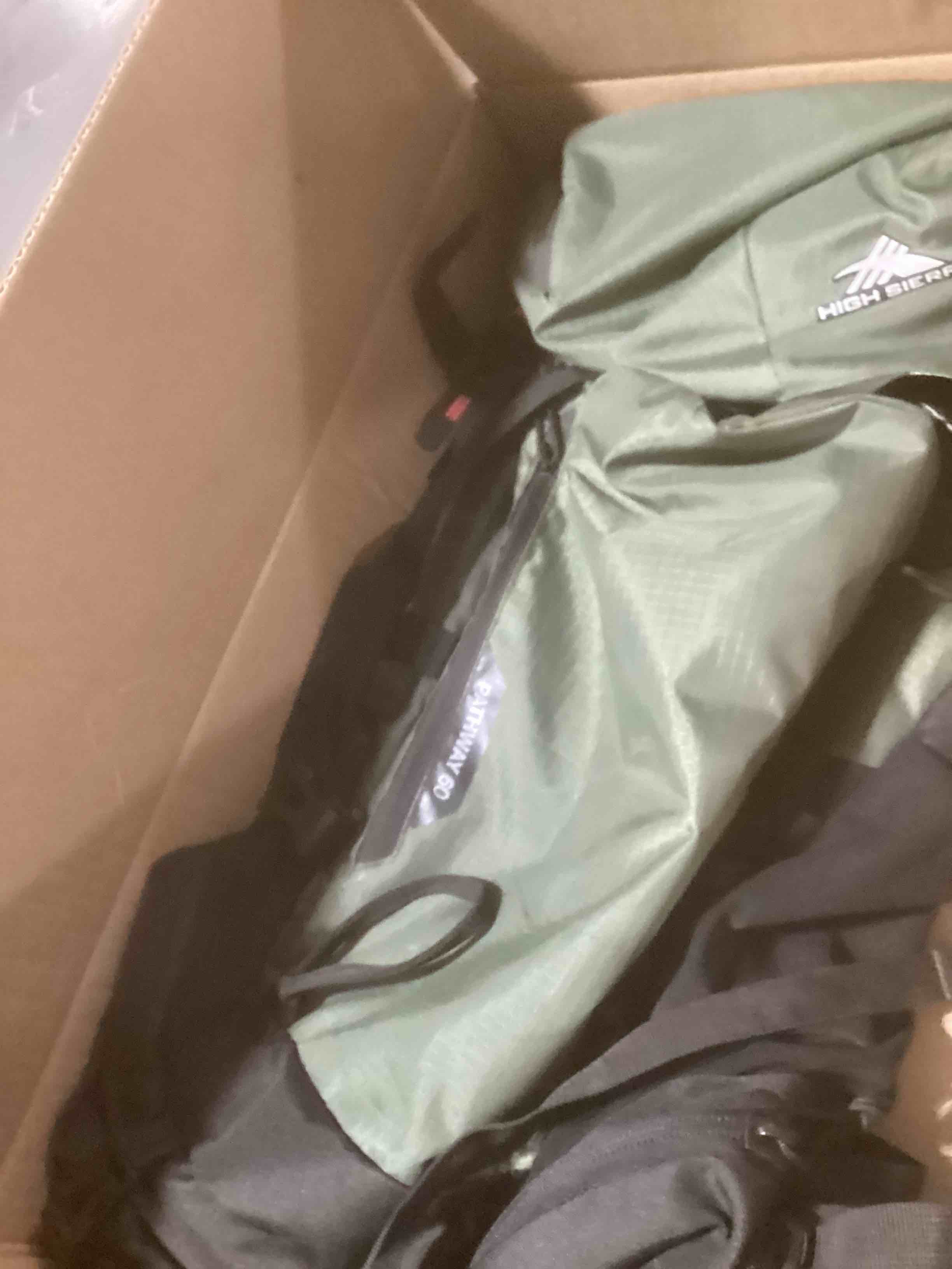 Condition photo showing Good Condition for High Sierra Pathway 2.0 Backpack with Hydration Storage Sleeve, for Hiking, Biking, Camping, Traveling, Forest Green/Black, 60L