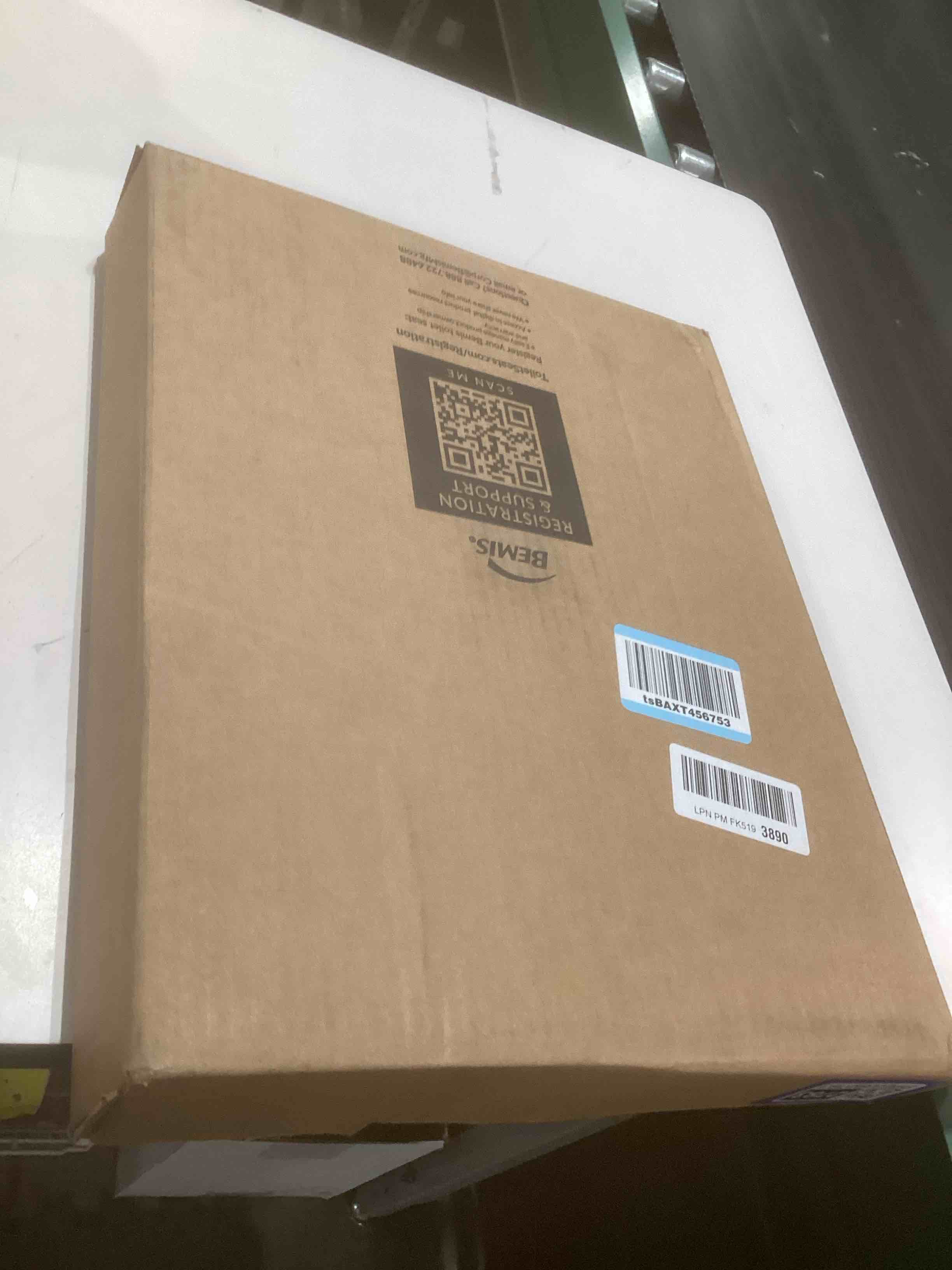 Condition photo showing Good Condition for Mayfair Bennett Toilet Seat with Chrome Hinges, Slow Close Wood Seat, Secure Metal Hinges, Easy Install, Made in USA, Round, White Round Chrome