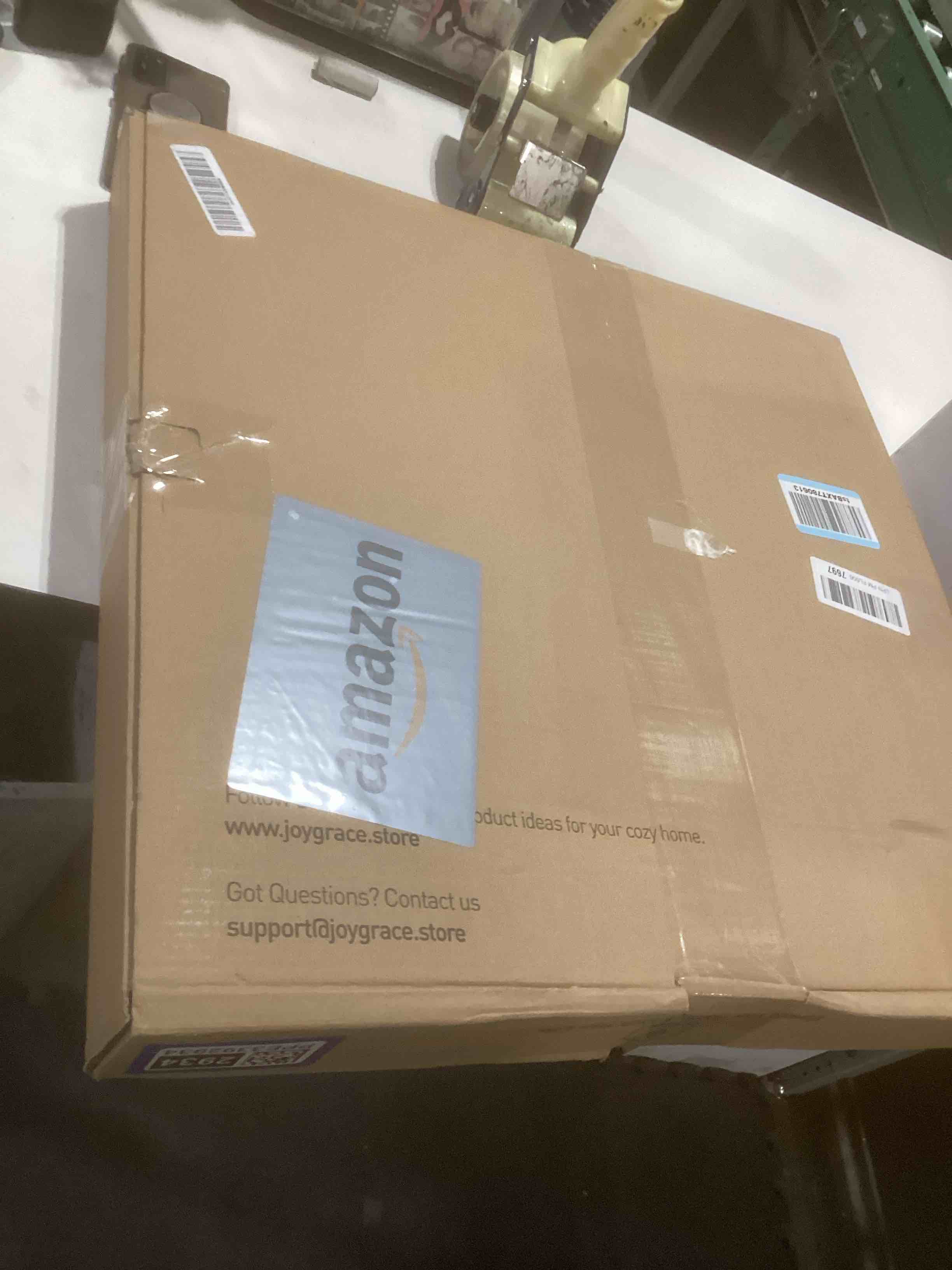 Condition photo showing Good Condition for Joy&Grace Large Square Ottoman Tray for Living Room and Coffee Table 20 Inch Decorative Wooden Serving Tray with Handles for Breakfast in Bed, Dinner Food Kitchen TV (Black, 20" x 20" x 2") Black 20" x 20" x 2"