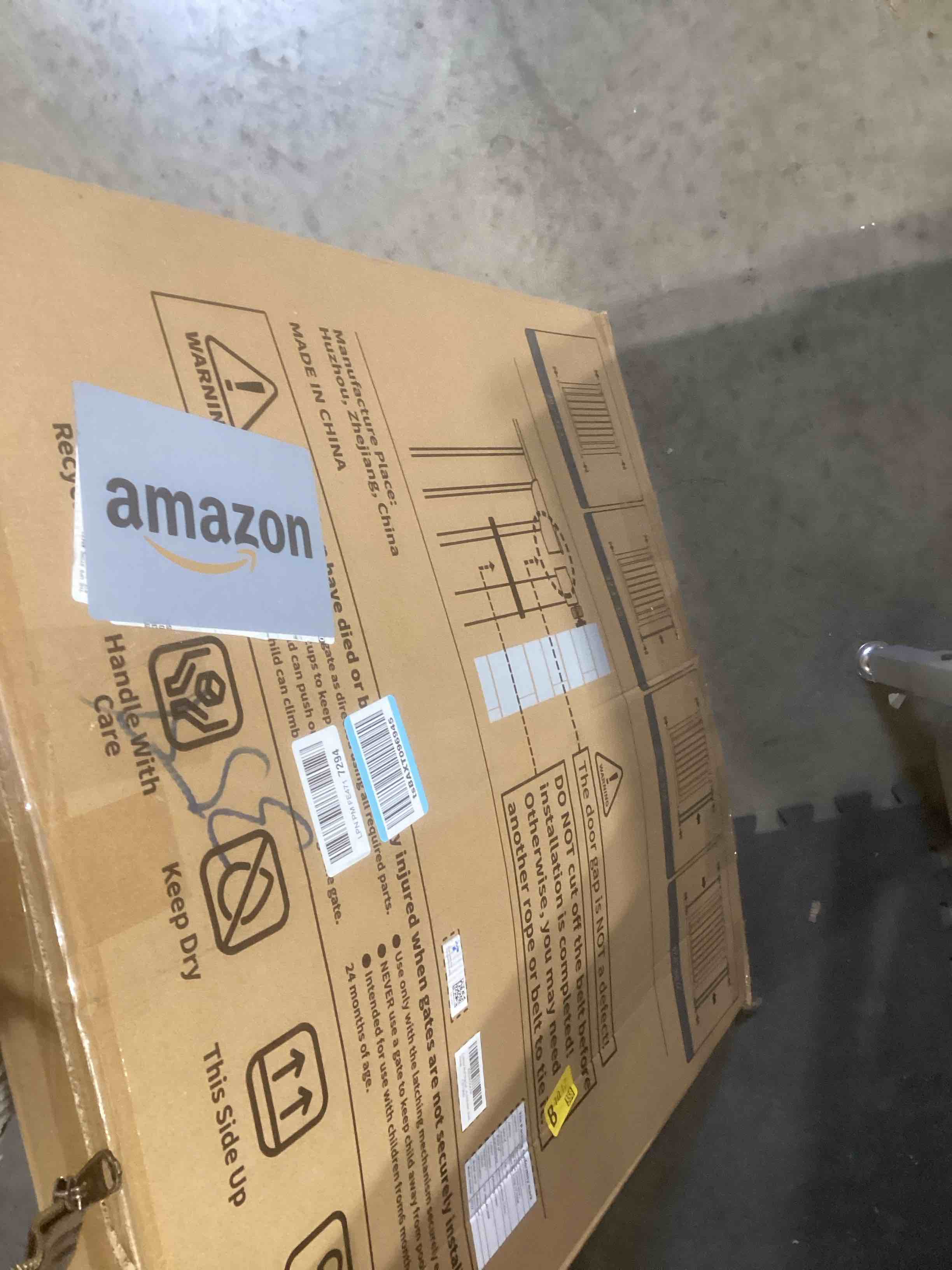 Condition photo showing As Is for VEVOR Baby Gate, 29.5-37 in Adjustable Width, 30in High Dog Gate, Easy Step Walk Thru, Auto Close, Child Pet Security, with Pressure Mount Kit and Wall Mount Kit, for Stairs Doorways and House, Black