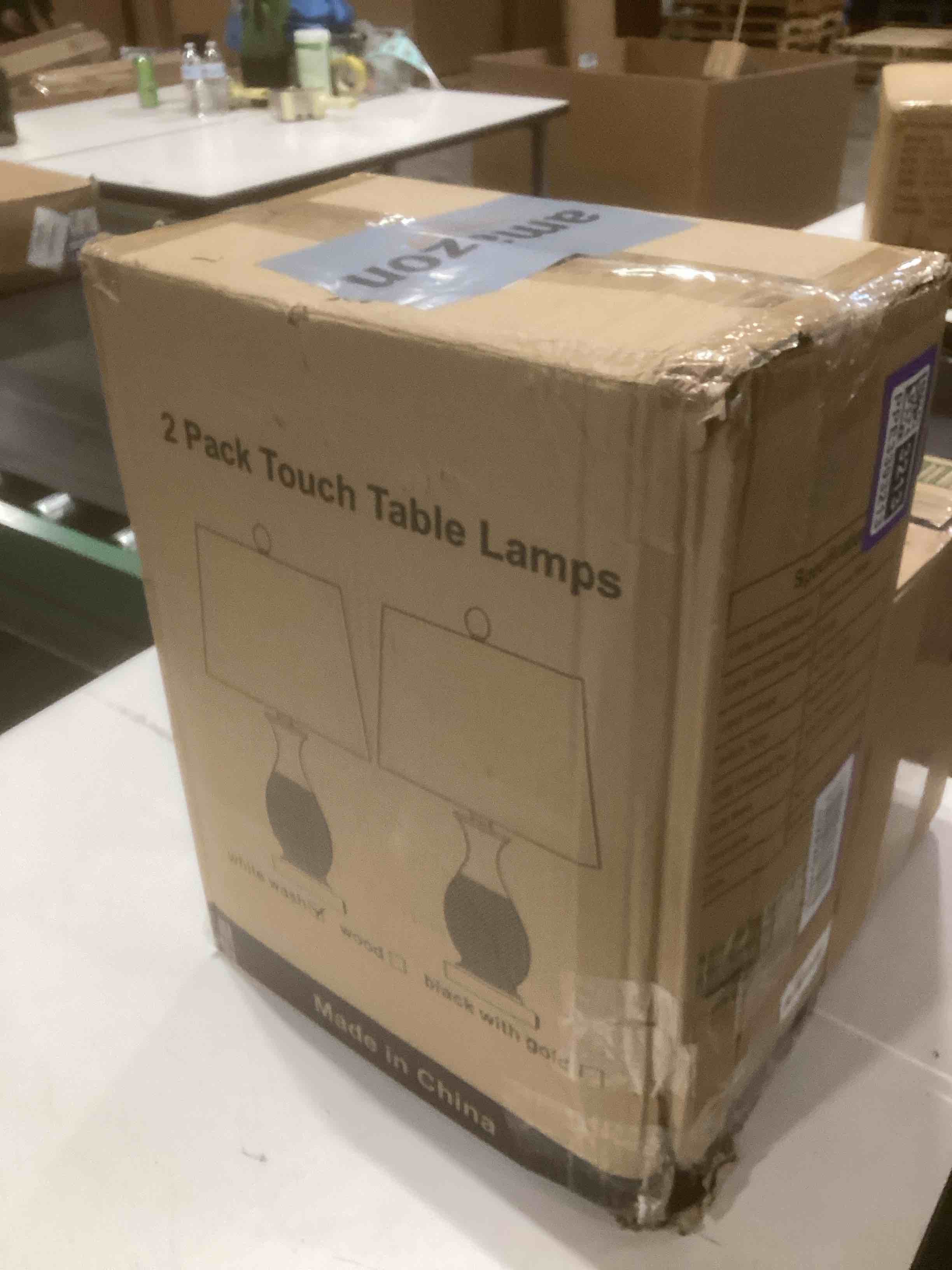 Condition photo showing Good Condition for PARTPHONER Table Lamps Set of 2, Bedside Touch Lamp with USB C+A Charging Ports, Side Table Lamp with White Fabric Shade (LED Bulbs Included) (No Color) 22.6" Touch Lamp
