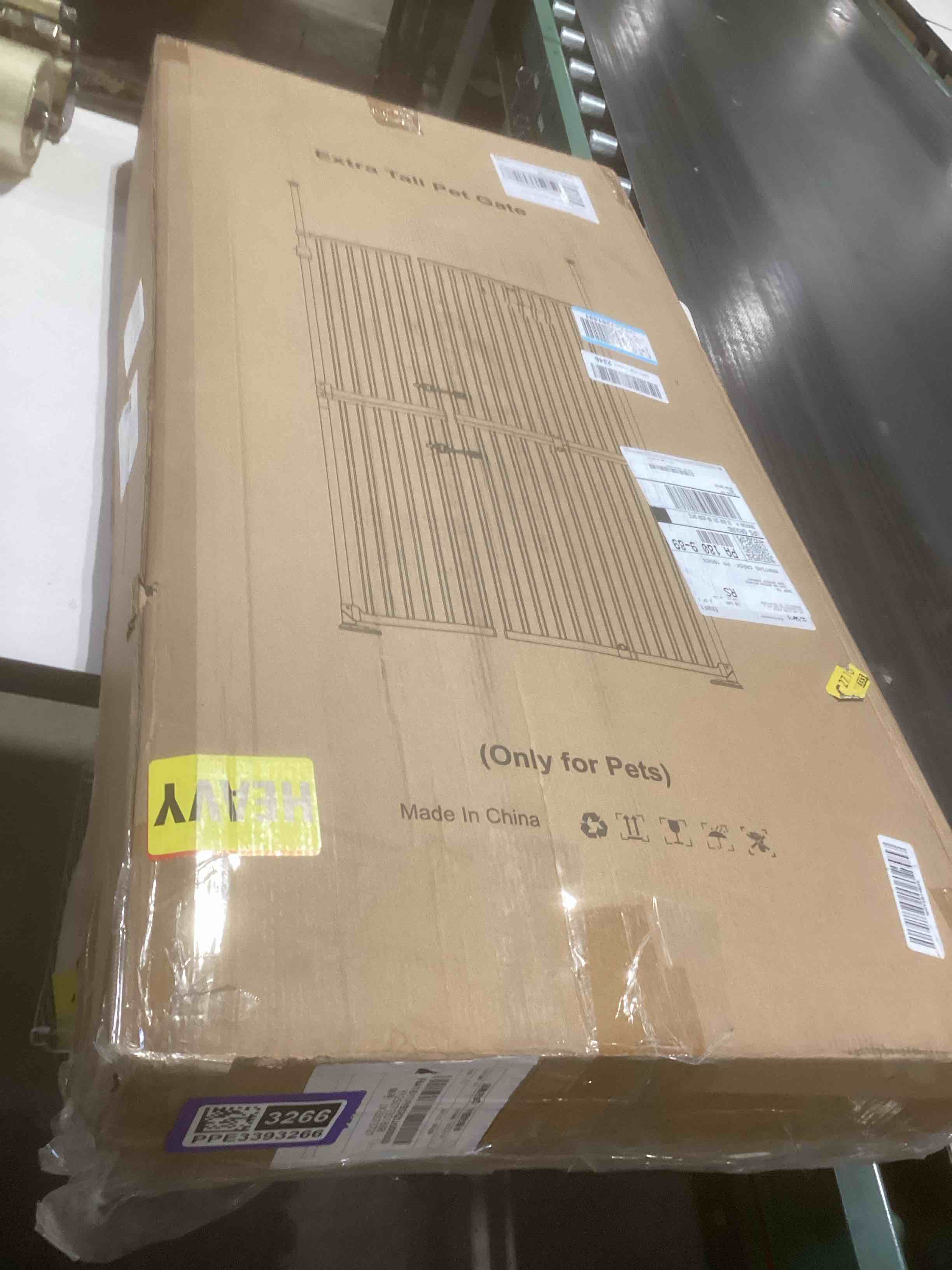 Condition photo showing As Is for THEYFIRST 71" Extra Tall Cat Pet Gate, 33.5-47.2 in Wide High Dog Gates for Doorways No Climbing, Kitten Proof Full Door Barrier, Auto Close Large Walk Thru Puppy Gate Pressure Mounted, Indoor White 33.5"-47.2"