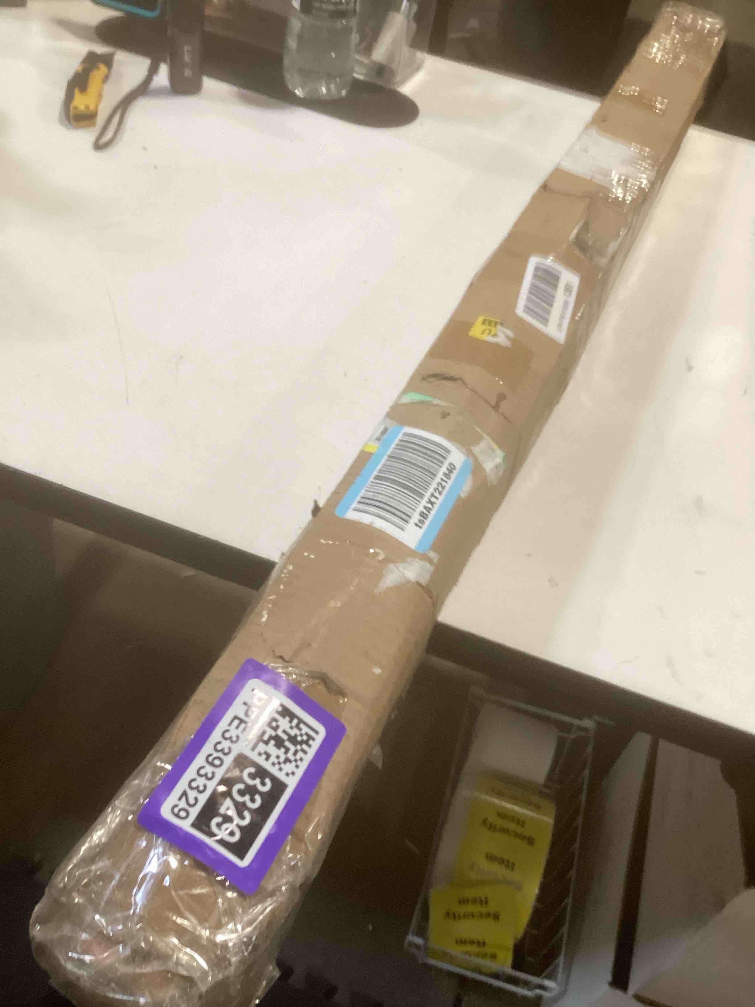 Condition photo showing As Is for SIMILAR TO..DJAR 63" Wooden Easel Stand for Sign, Dual-use Adjustable Height, Wood Floor Display Easel for Wedding, Welcome Board, Poster, Picture, Photo- Gold