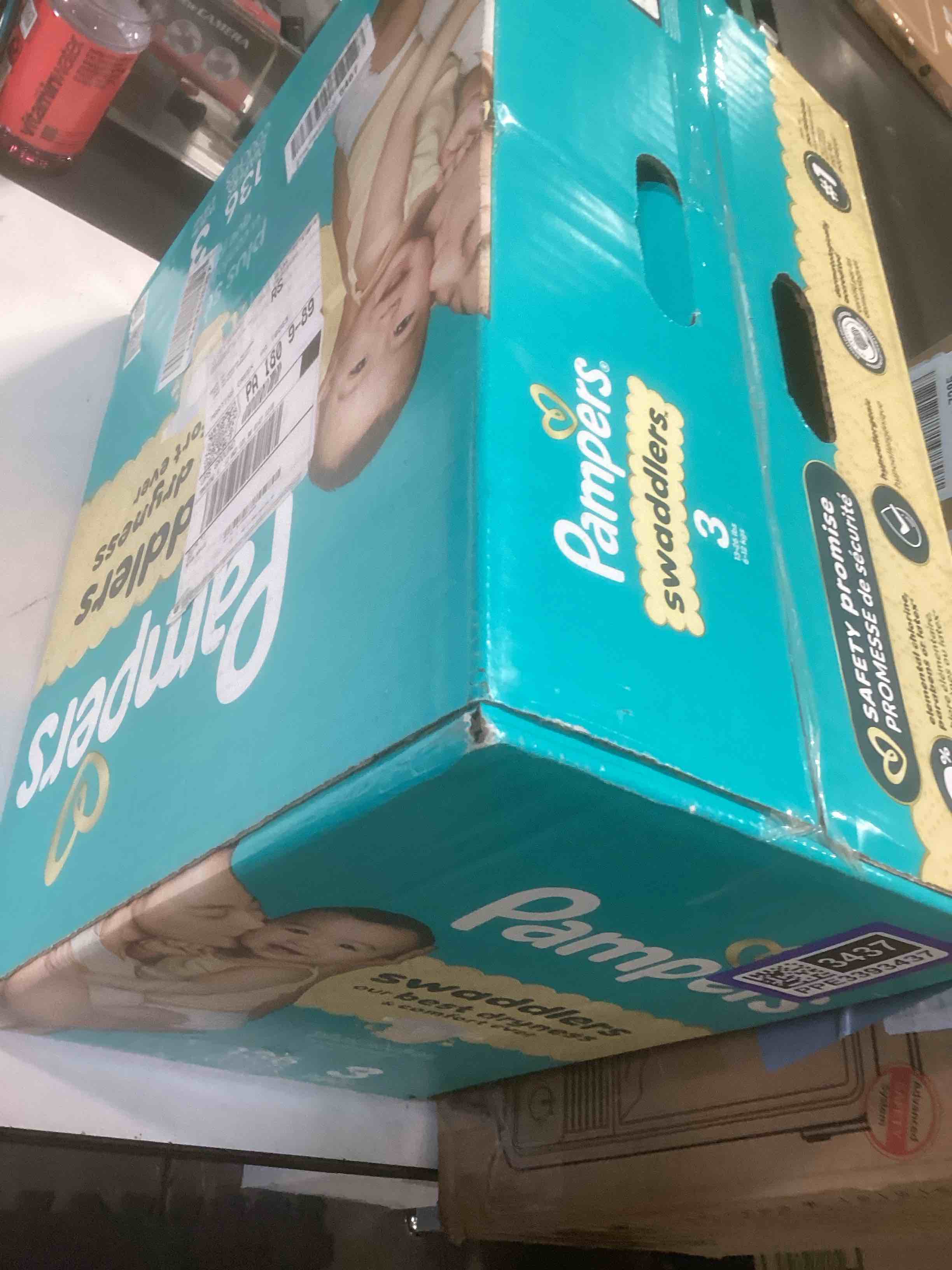 Condition photo showing New/Like New for Pampers Swaddlers Diapers, Size 3 (13-26 lbs), 136 Count, Absorbent, Keeps Baby Dry and Comfortable, Skin Safe Disposable Baby Diaper (Packaging May Vary) Size 3 136