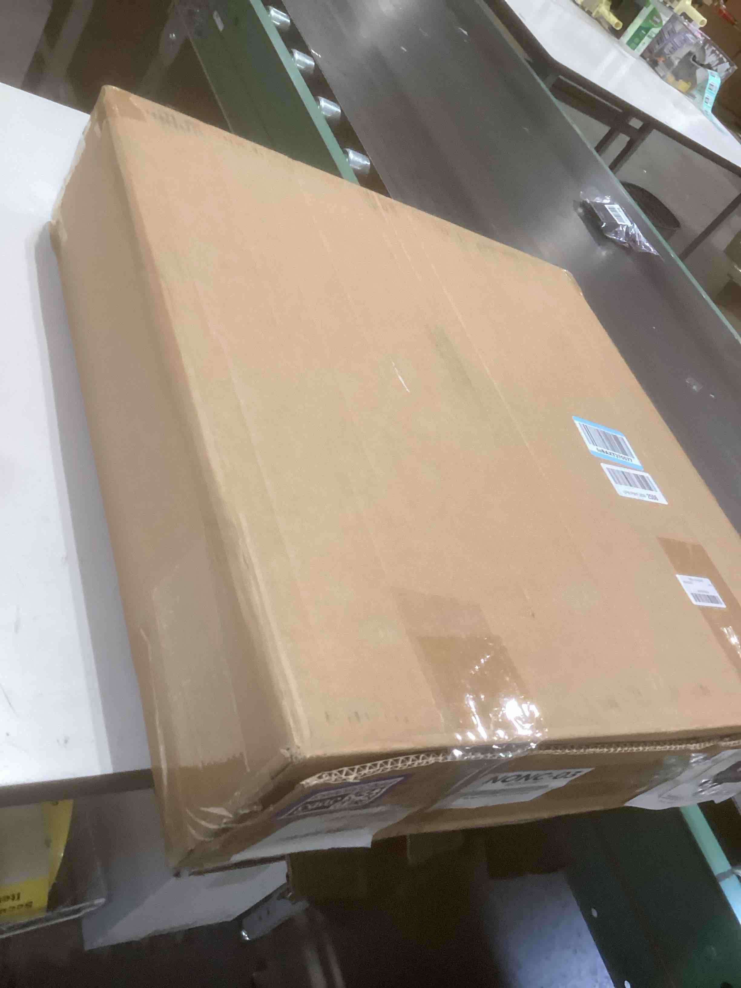 Condition photo showing As Is for 6FT Pop Up Christmas Tree with Lights, Collapsible Artificial Christmas Tree with 8 Lighting Modes and Timer Remote, Easy Storage, Pre-Lit Xmas Tree for Home Office Apartment Party Holiday Decor Green Stripes