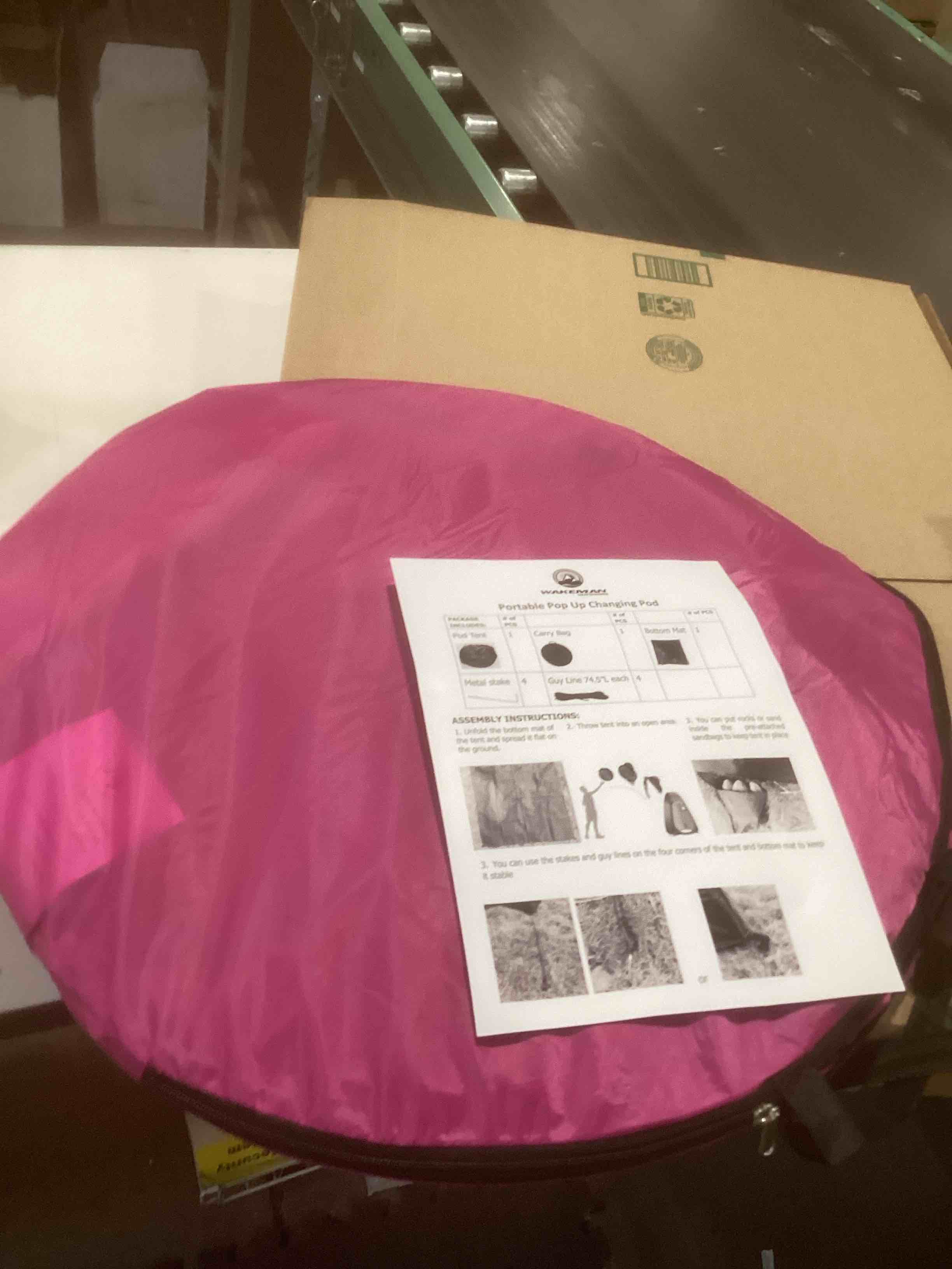 Condition photo showing Good Condition for Pop Up Pod - Privacy Shower Tent, Dressing Room, or Portable Toilet Stall with Carry Bag for Camping, Beach, or Tailgate by Wakeman Outdoors Pink